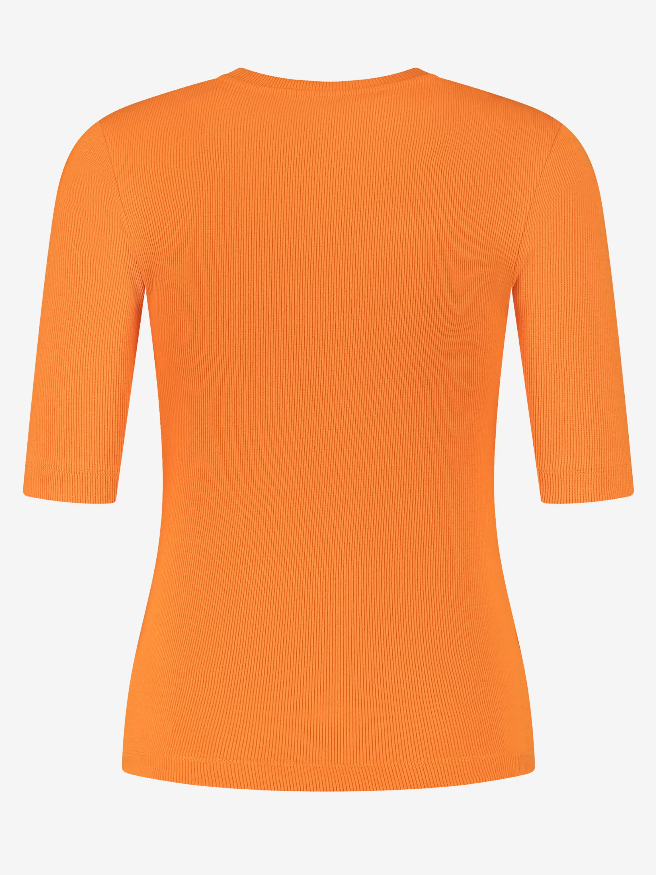 Cheap NIKKIE Basic fitted rib top with three-quarter sleeves Dull orange