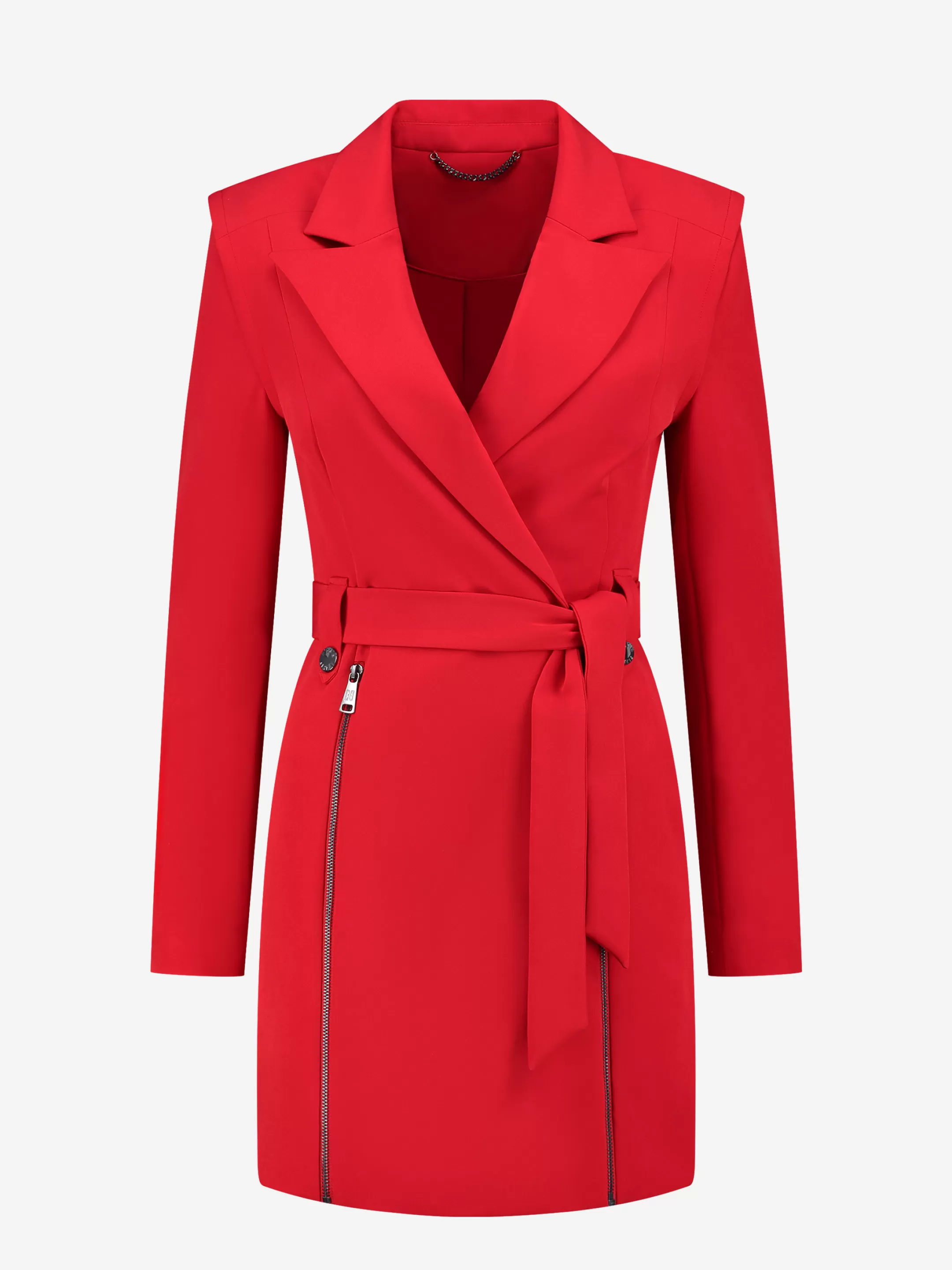 Hot NIKKIE Blazer dress with zippers and tie belt Racing Red