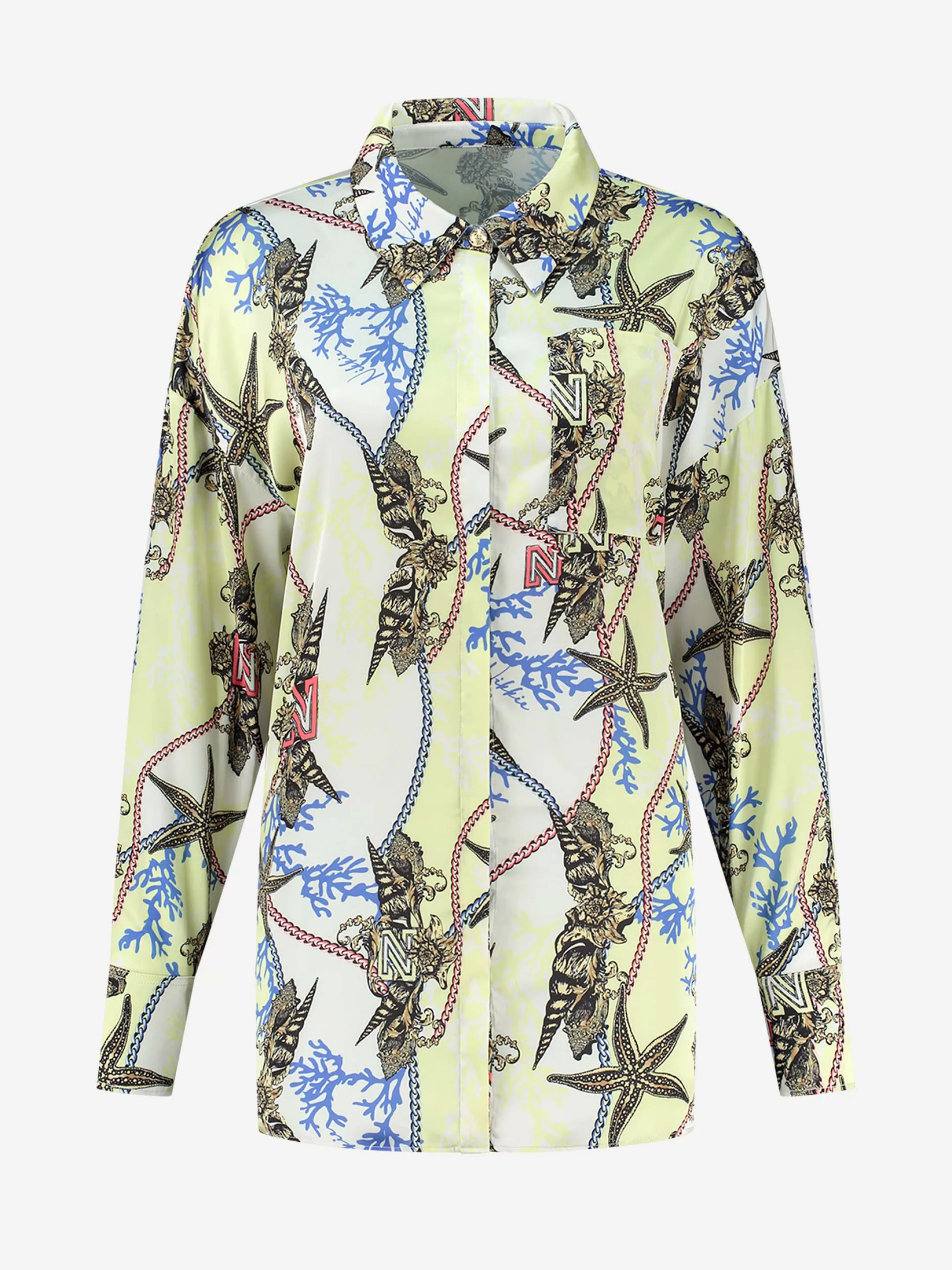 Best Sale NIKKIE blouse with print Lime Yellow/Coral