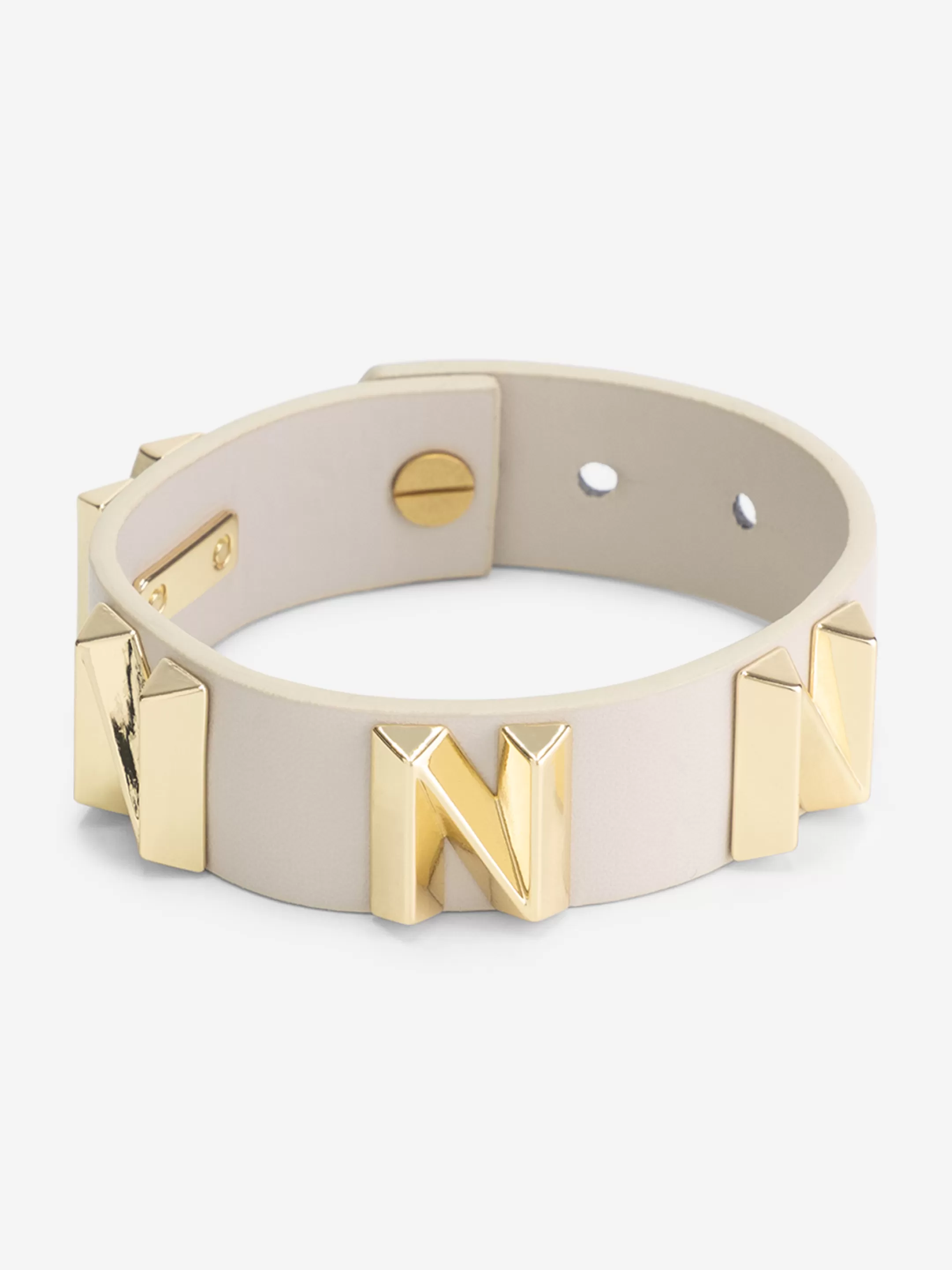 Outlet NIKKIE Bracelet with logo studs Cream