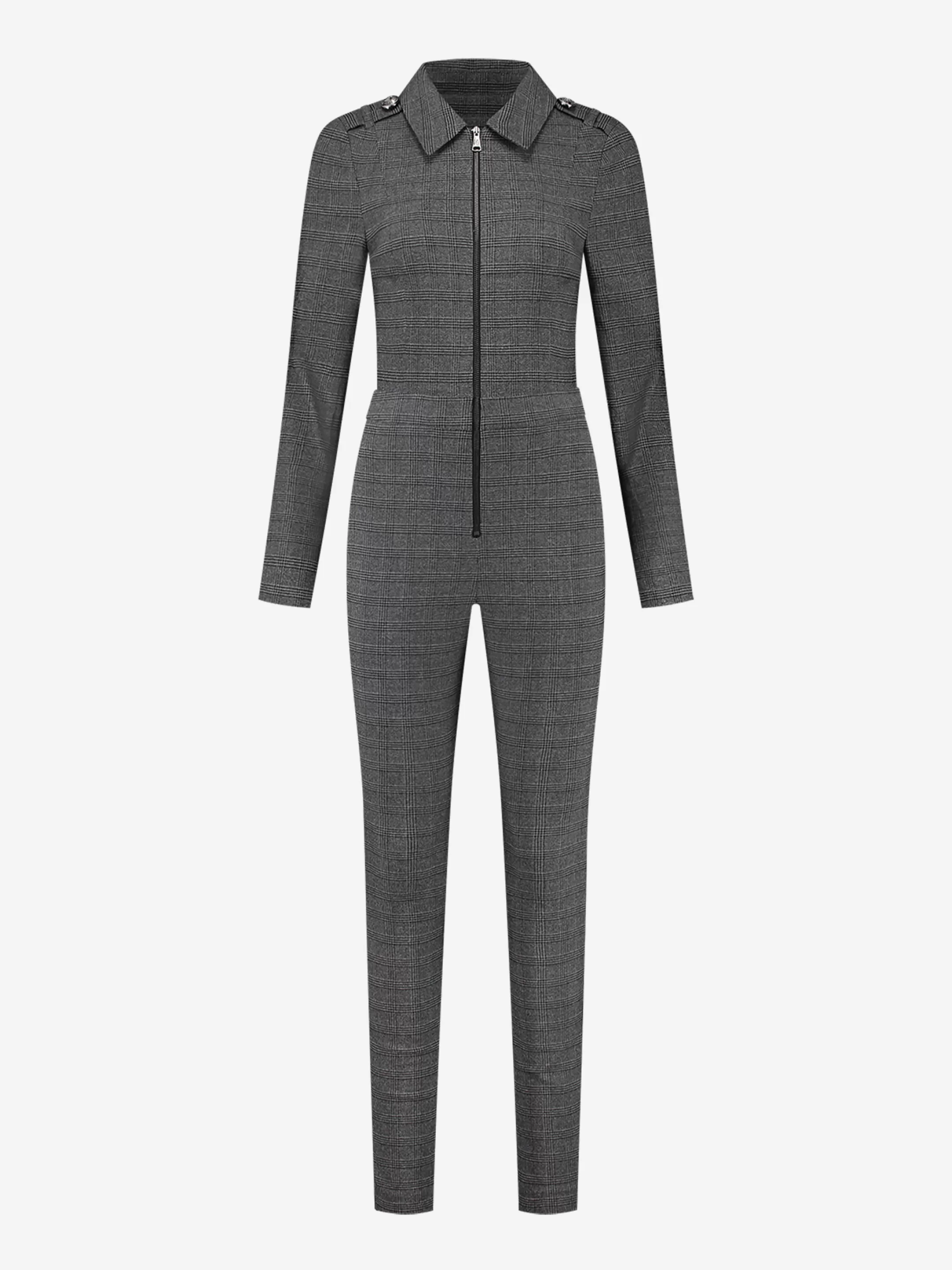 Fashion NIKKIE Checkered jumpsuit with zipper Graphite