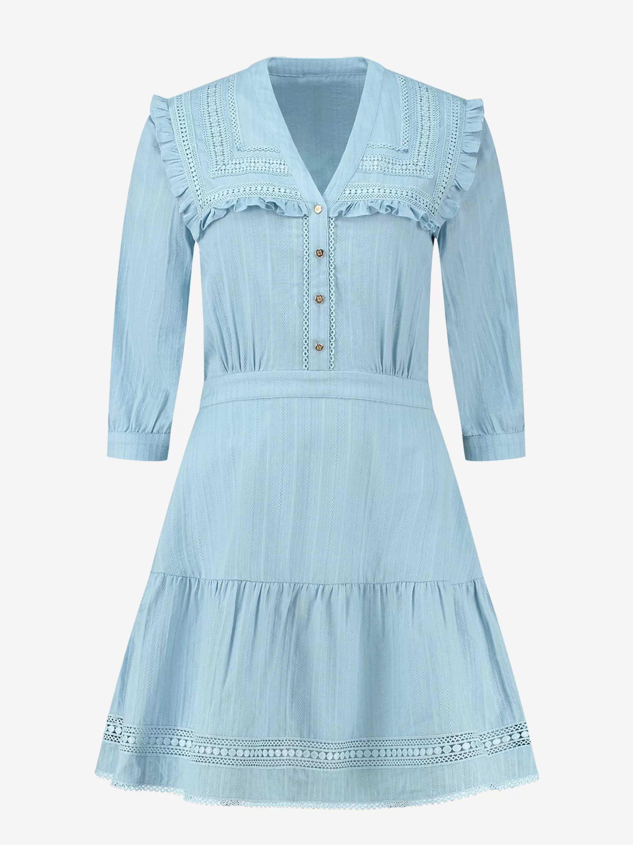 Best NIKKIE Cotton Dress with embroidery Light Dresden Blue