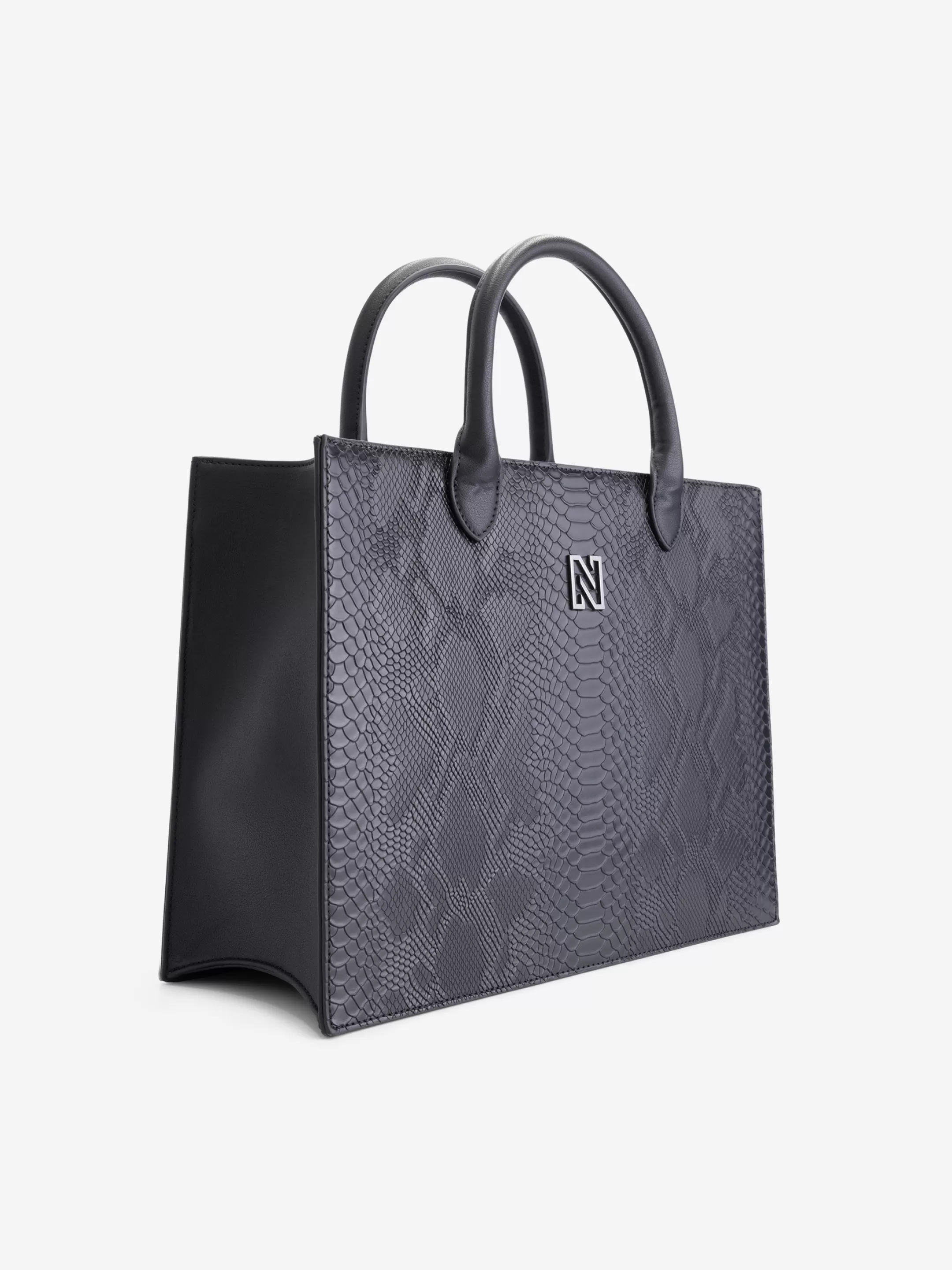 Discount NIKKIE Croco Shopper Black/Gun Metal