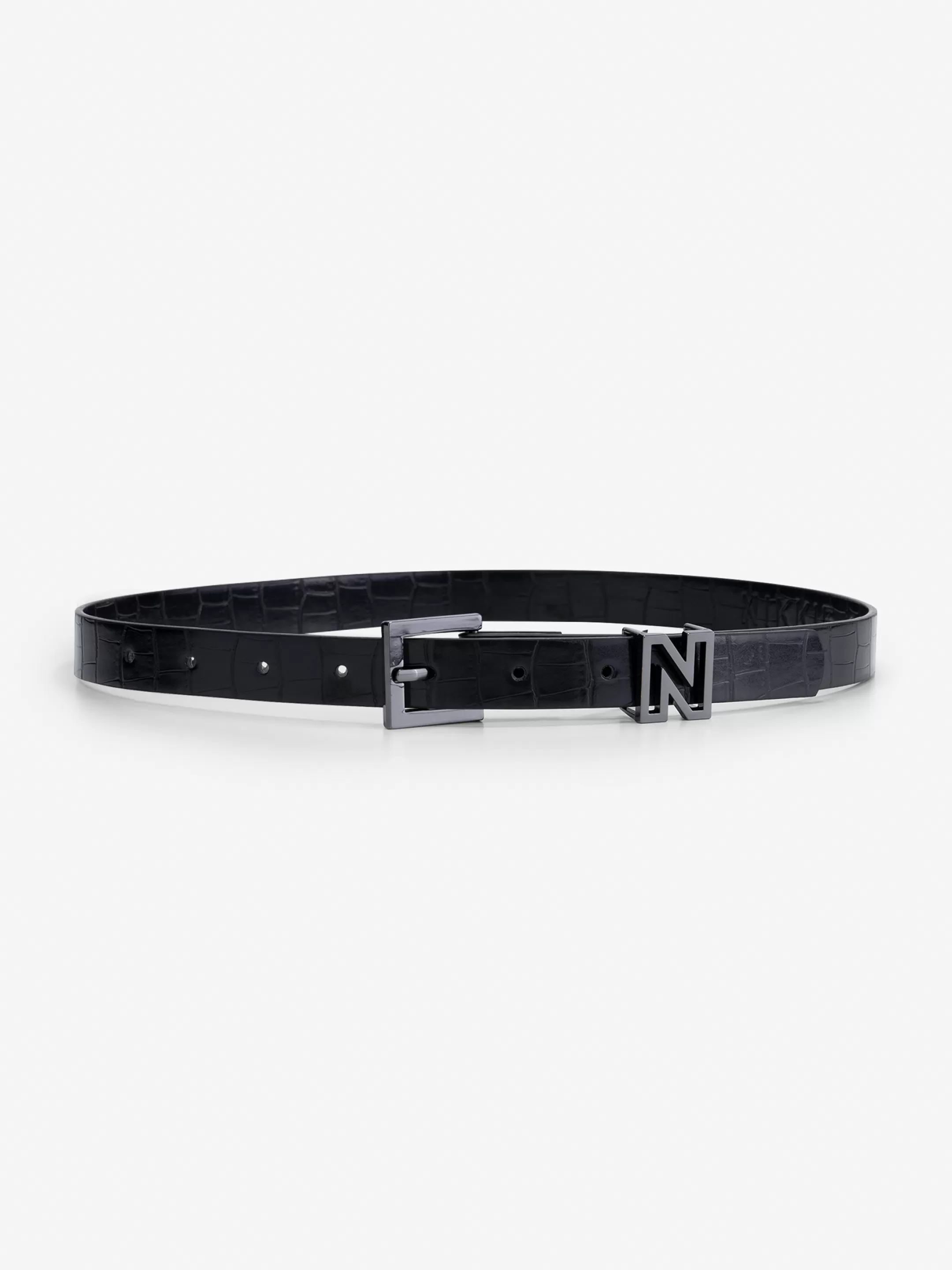 Store NIKKIE Croco Waist belt with N slide Black/Gun Metal