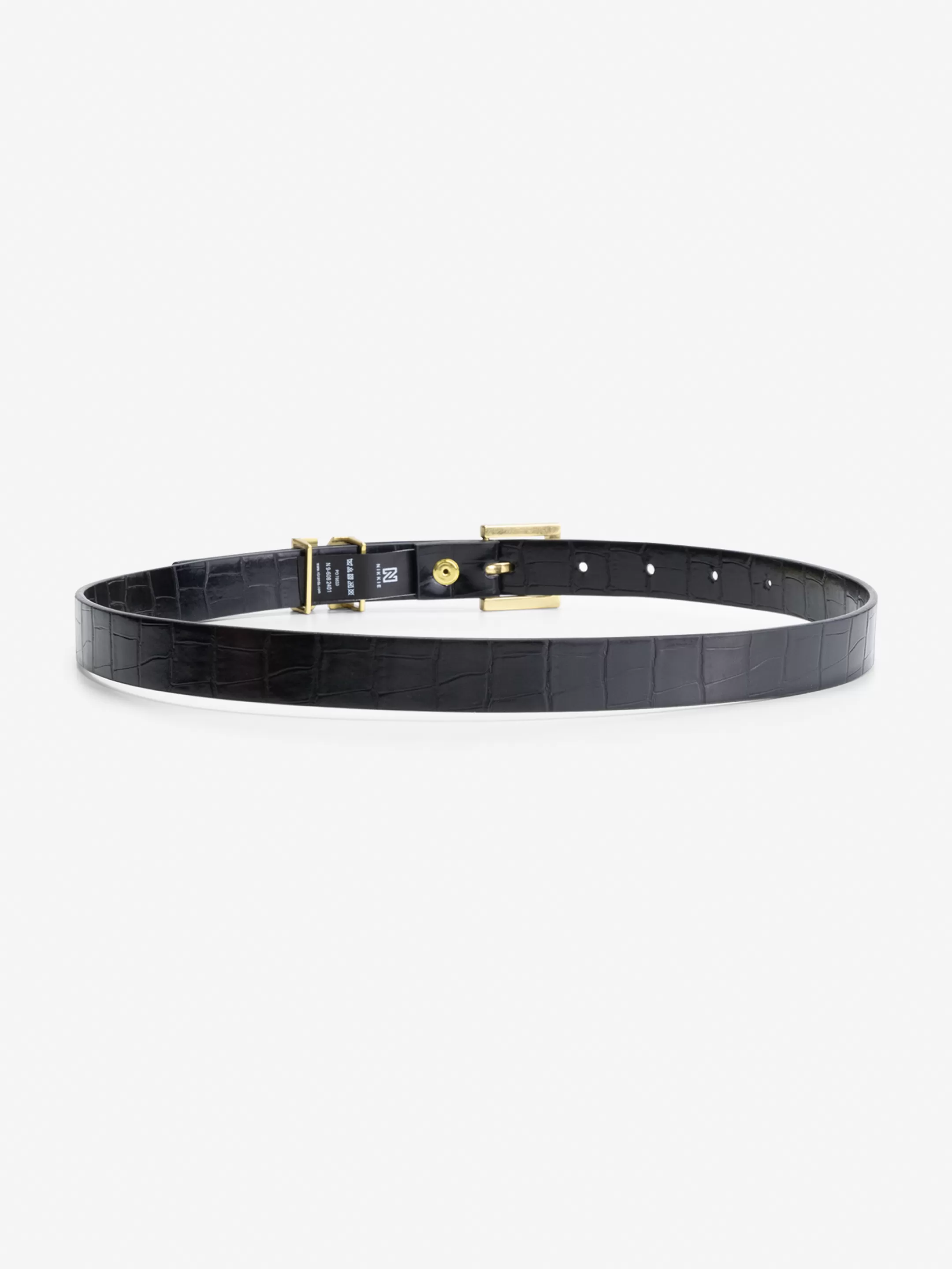 Hot NIKKIE Croco Waist belt with N slide Black/Bronze Tin