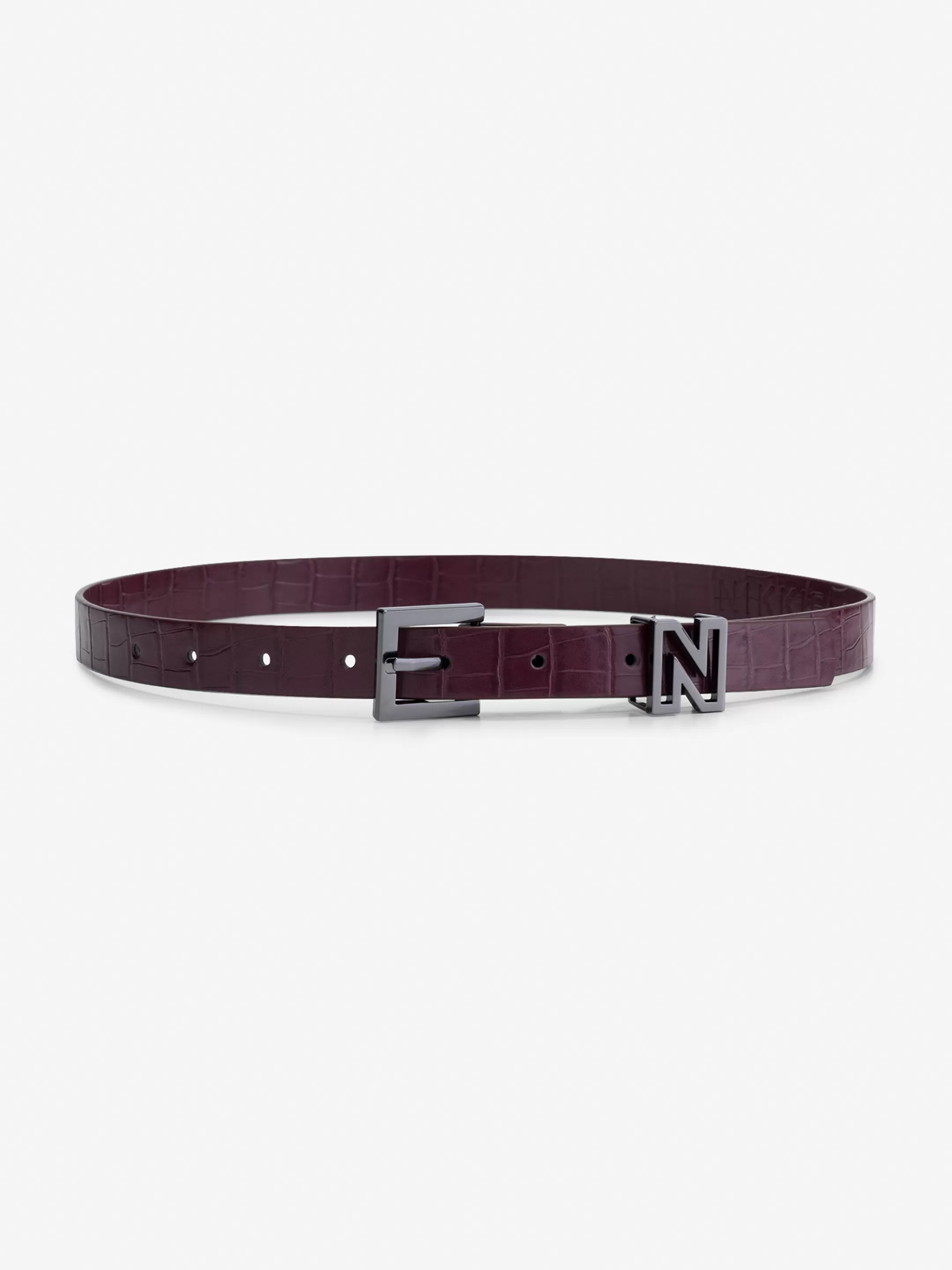 Outlet NIKKIE Croco Waist belt with N slide Deep Red/Gun Metal