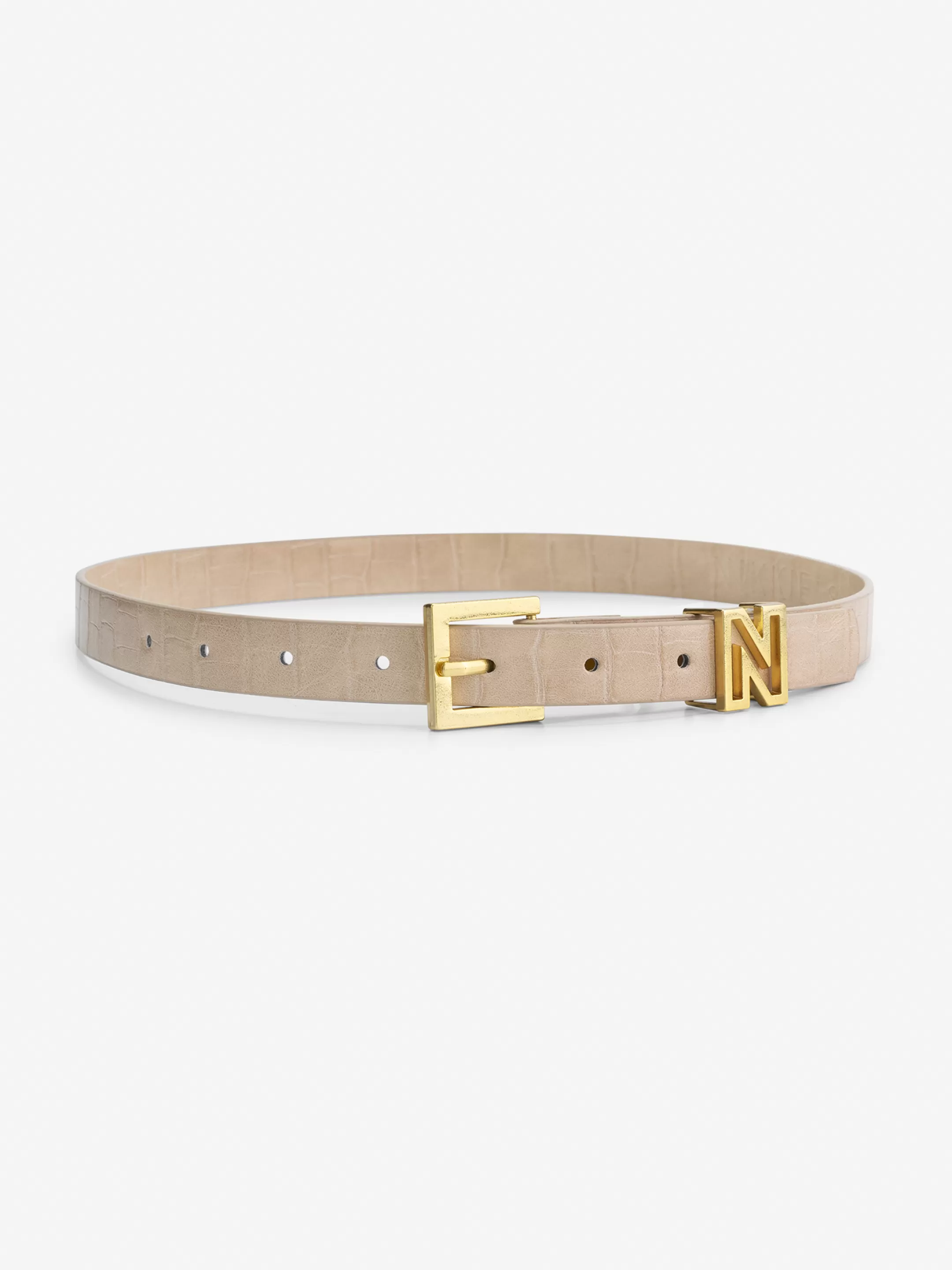 Discount NIKKIE Croco Waist belt with N slide Hummus/Bronze Tin