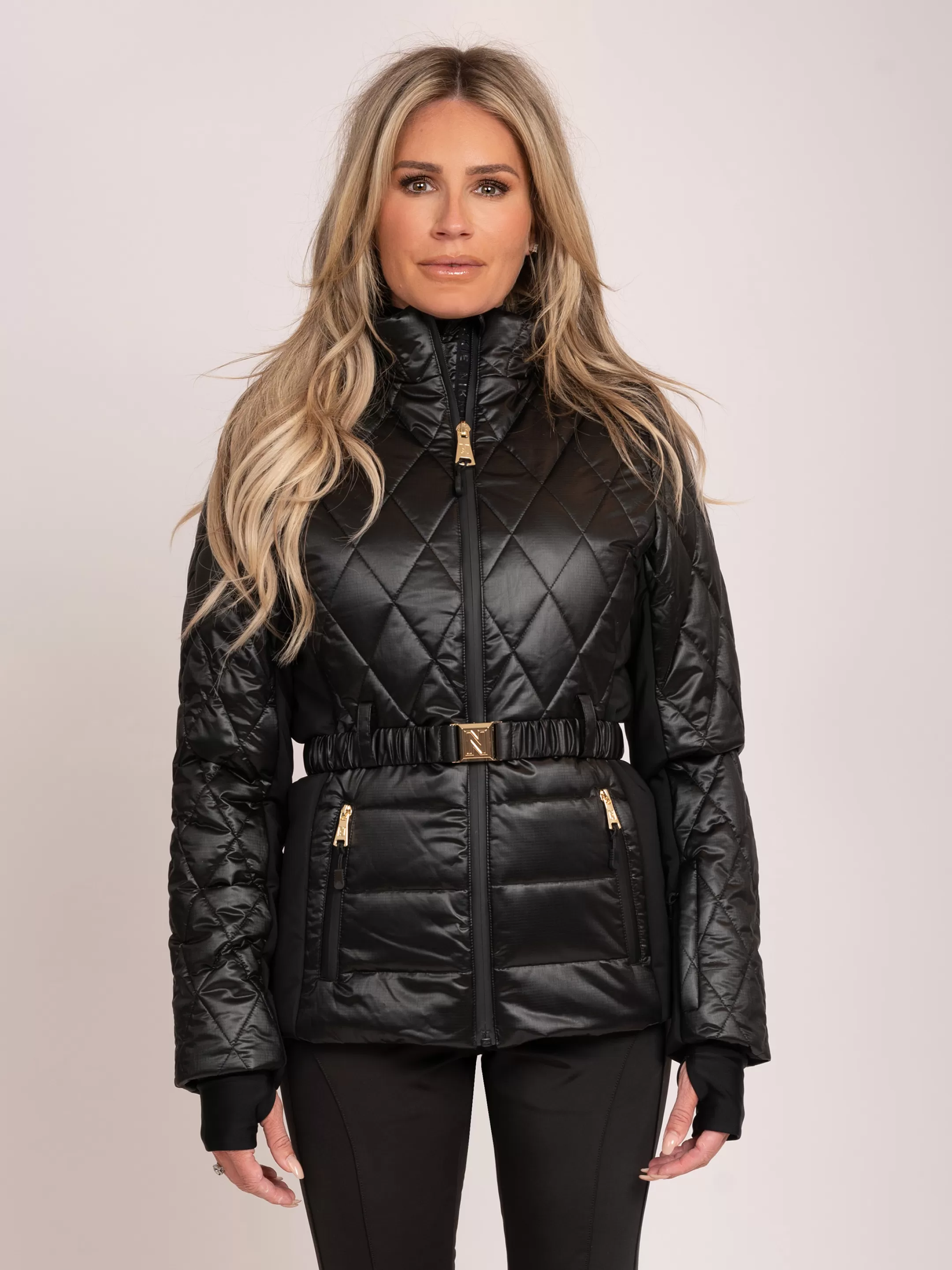 Flash Sale NIKKIE Diamond ski jacket with belt Black