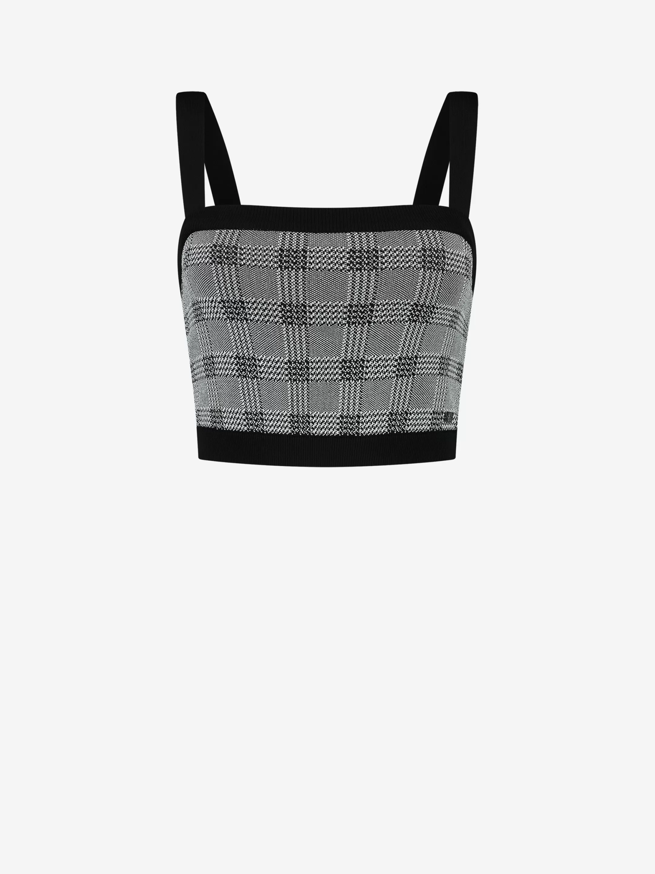 Shop NIKKIE Fitted checkered top White/Black