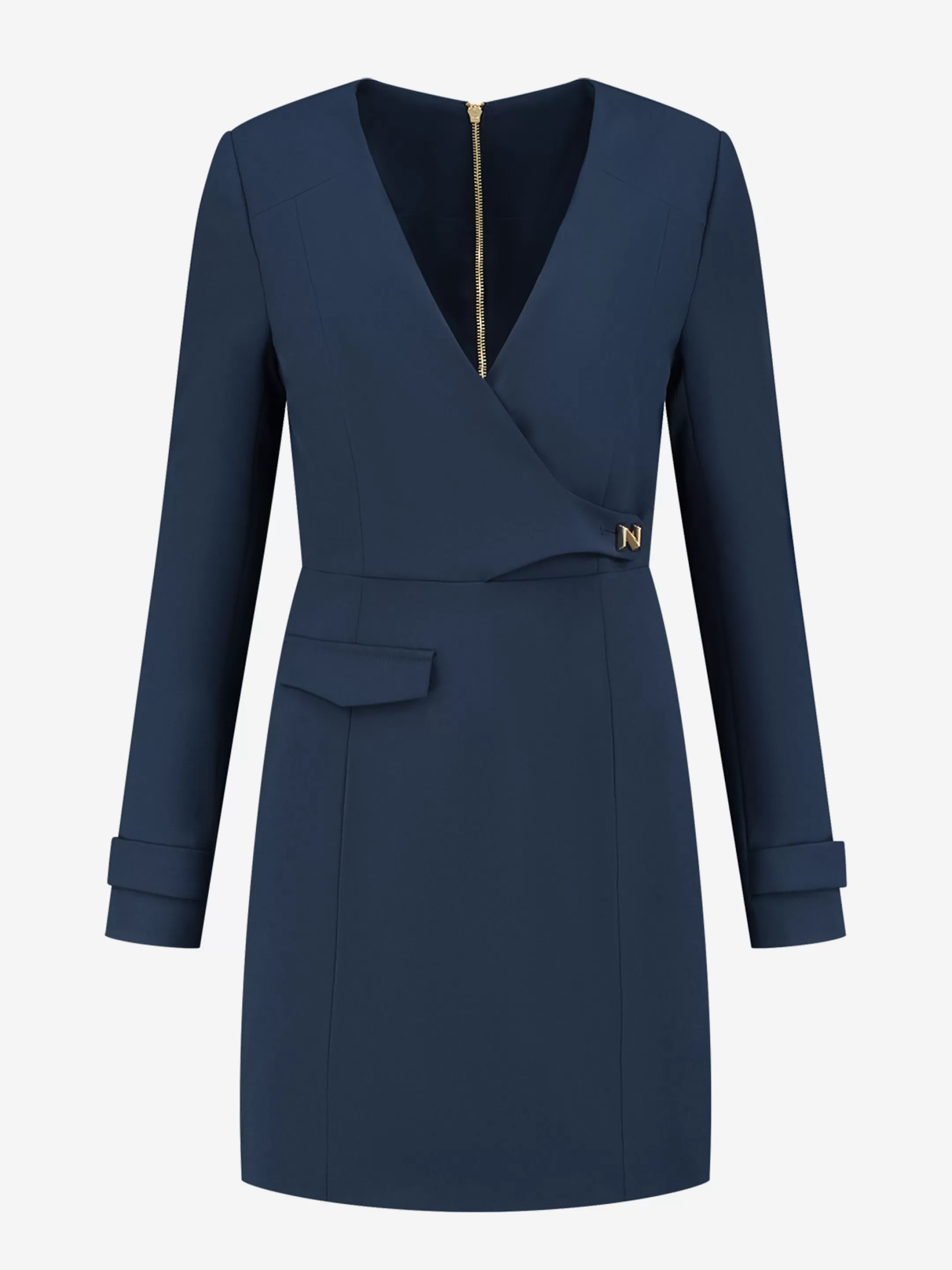 New NIKKIE Fitted dress with V-neckline Extra Navy