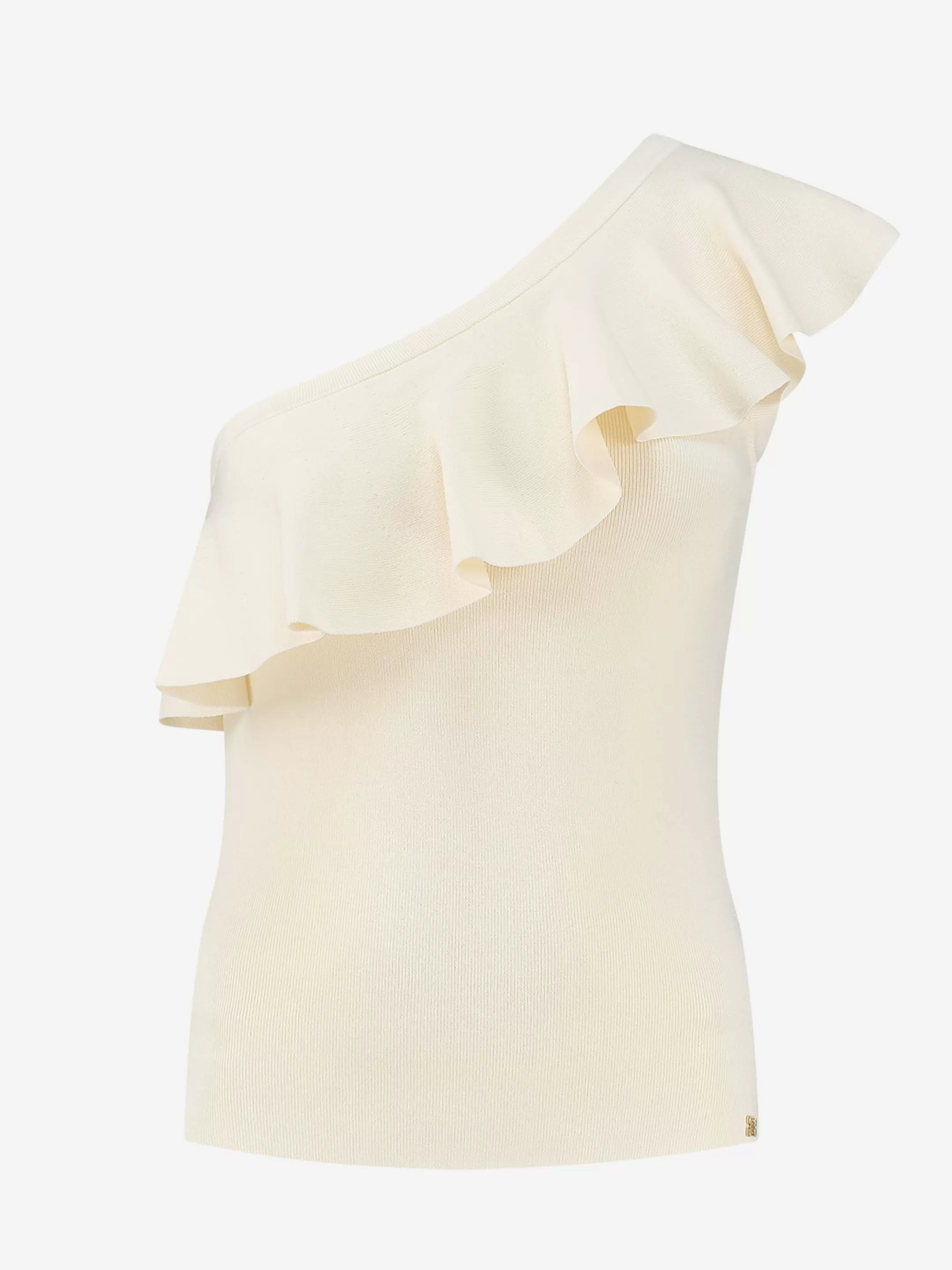 Online NIKKIE Fitted one-shoulder top with ruffles Cream