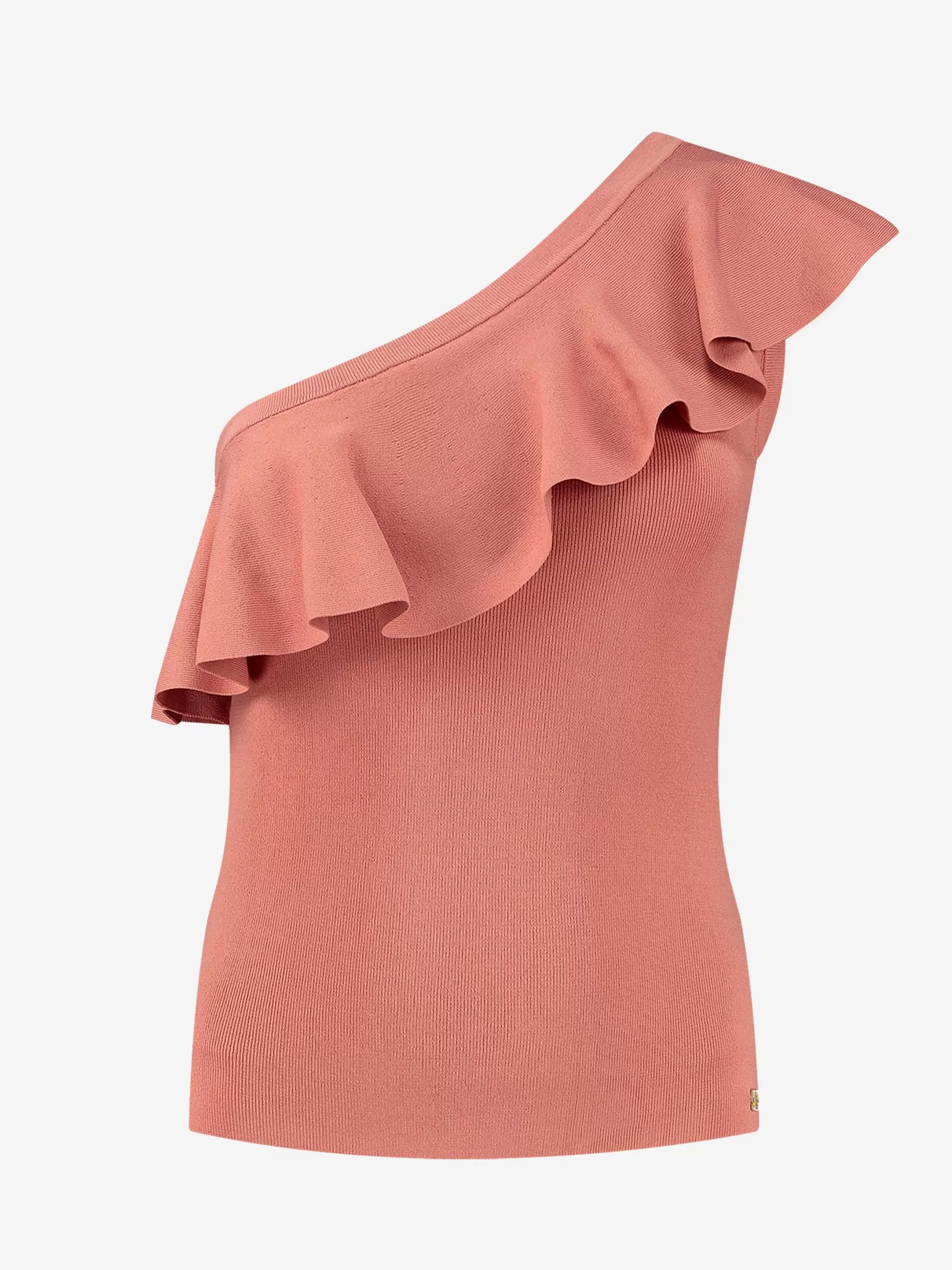 Flash Sale NIKKIE Fitted one-shoulder top with ruffles Desert Sand