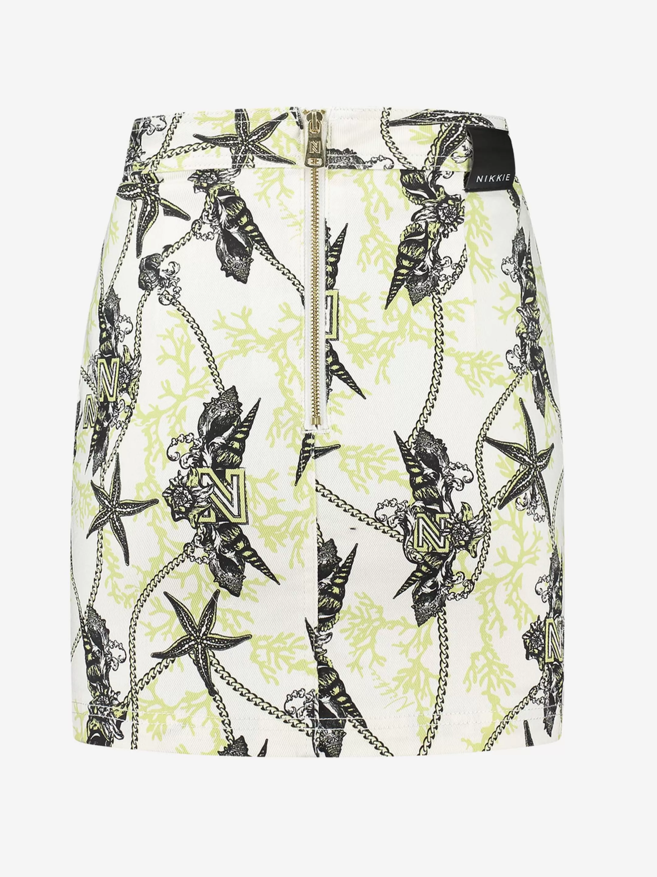 Outlet NIKKIE Fitted skirt with print Star White/Lime Yellow