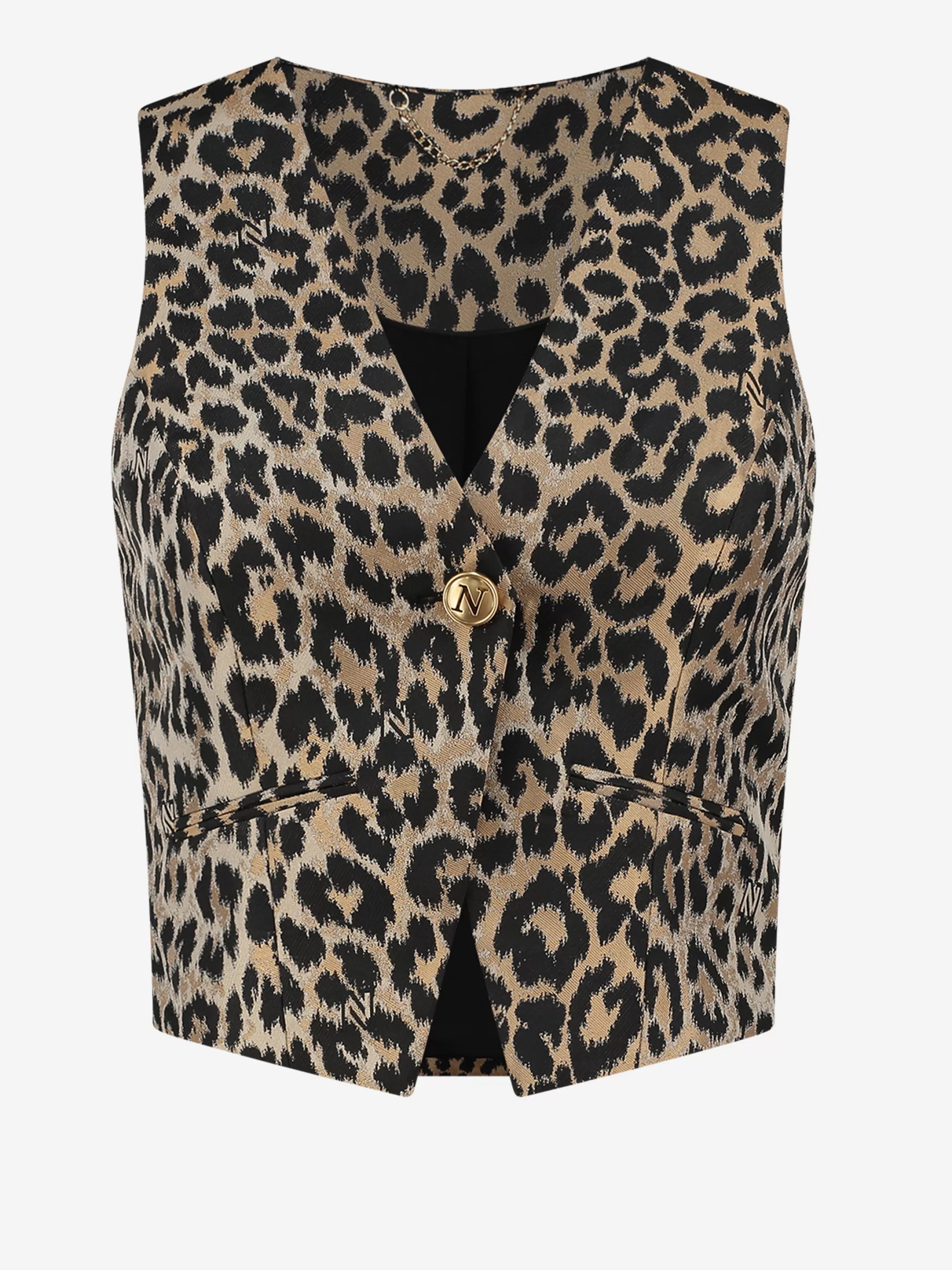 Shop NIKKIE Gilet with animal print Cashew