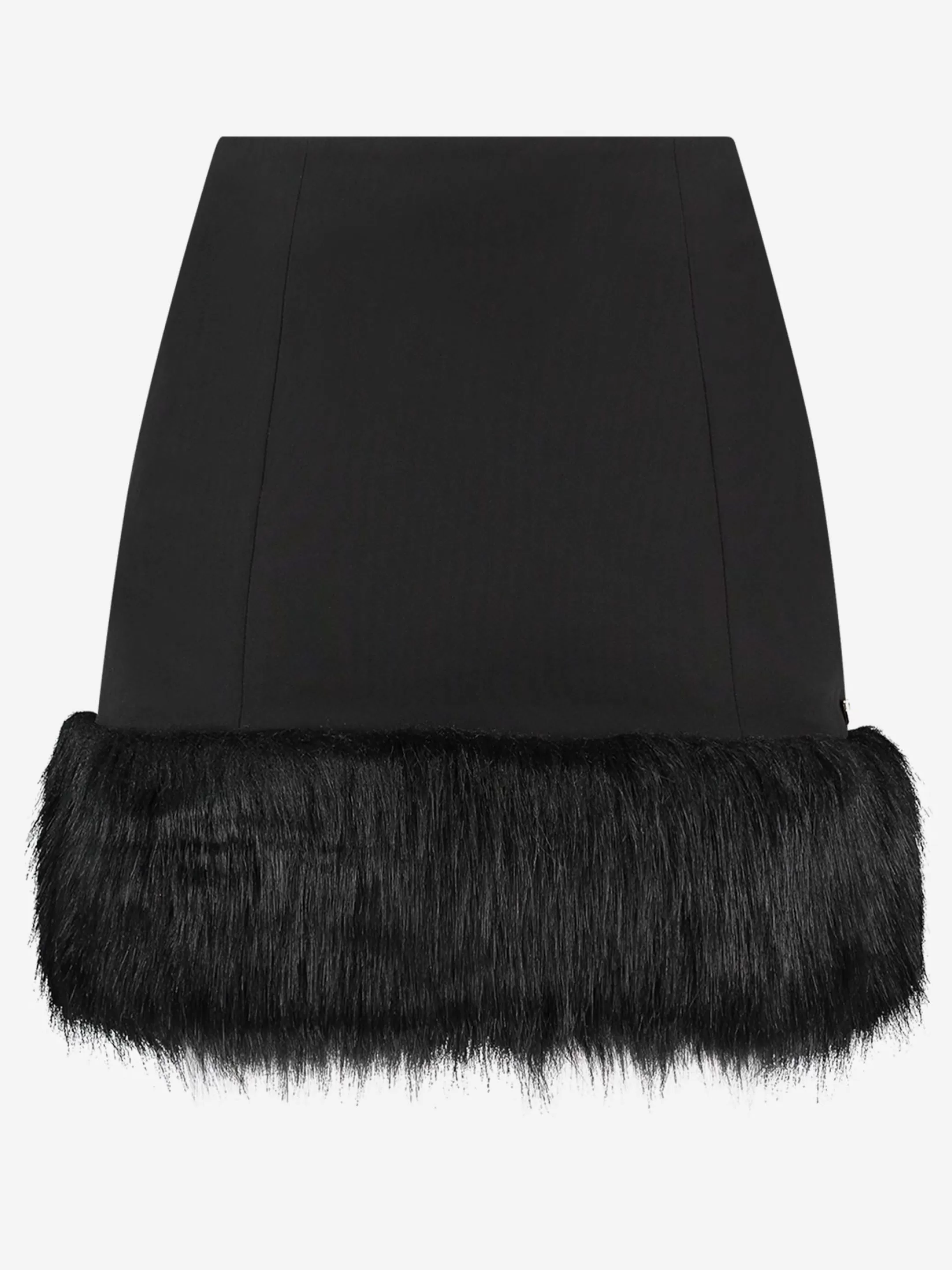 Cheap NIKKIE High rise fitted skirt with faux fur Black