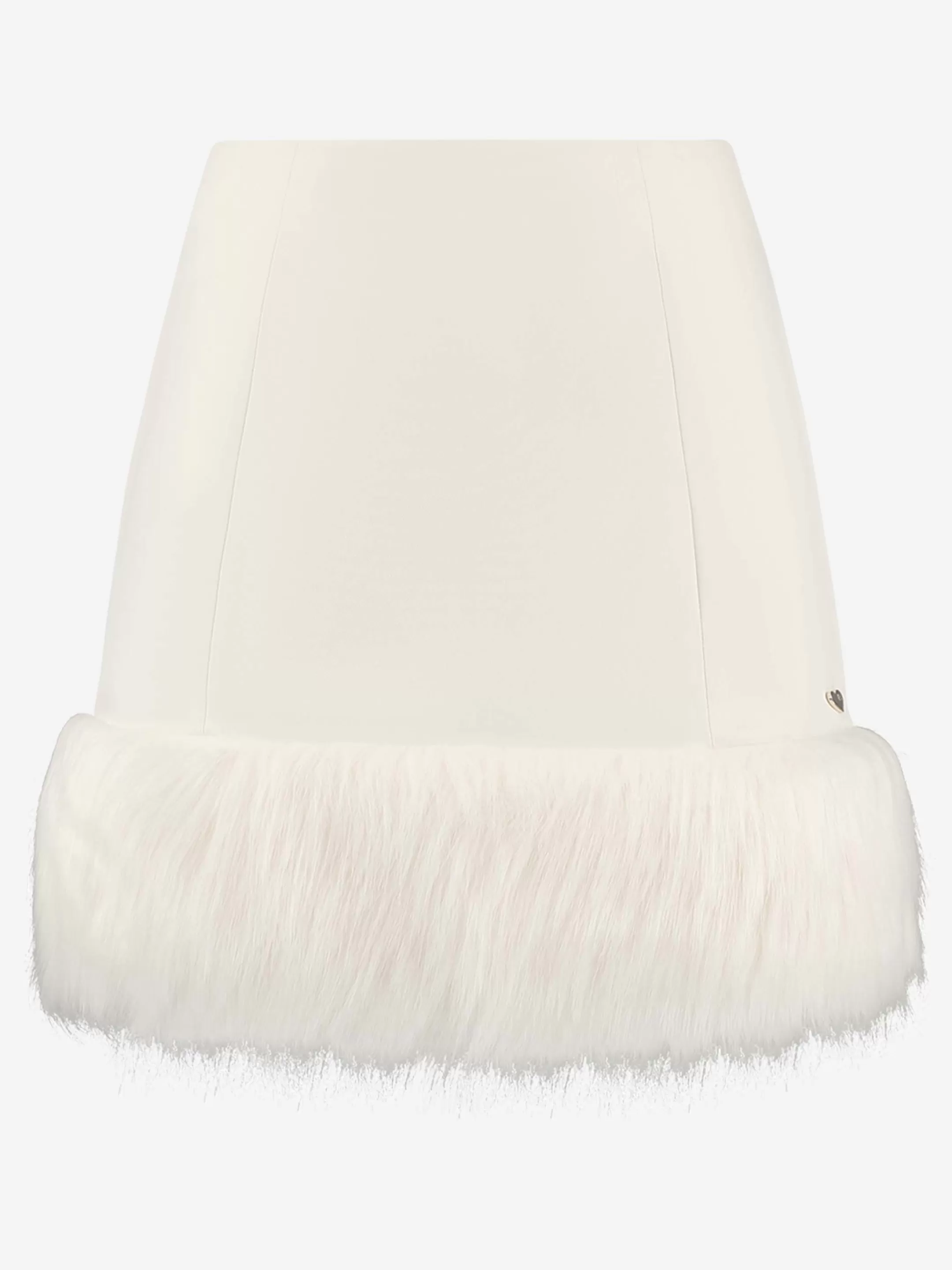 Clearance NIKKIE High rise fitted skirt with faux fur Pearl