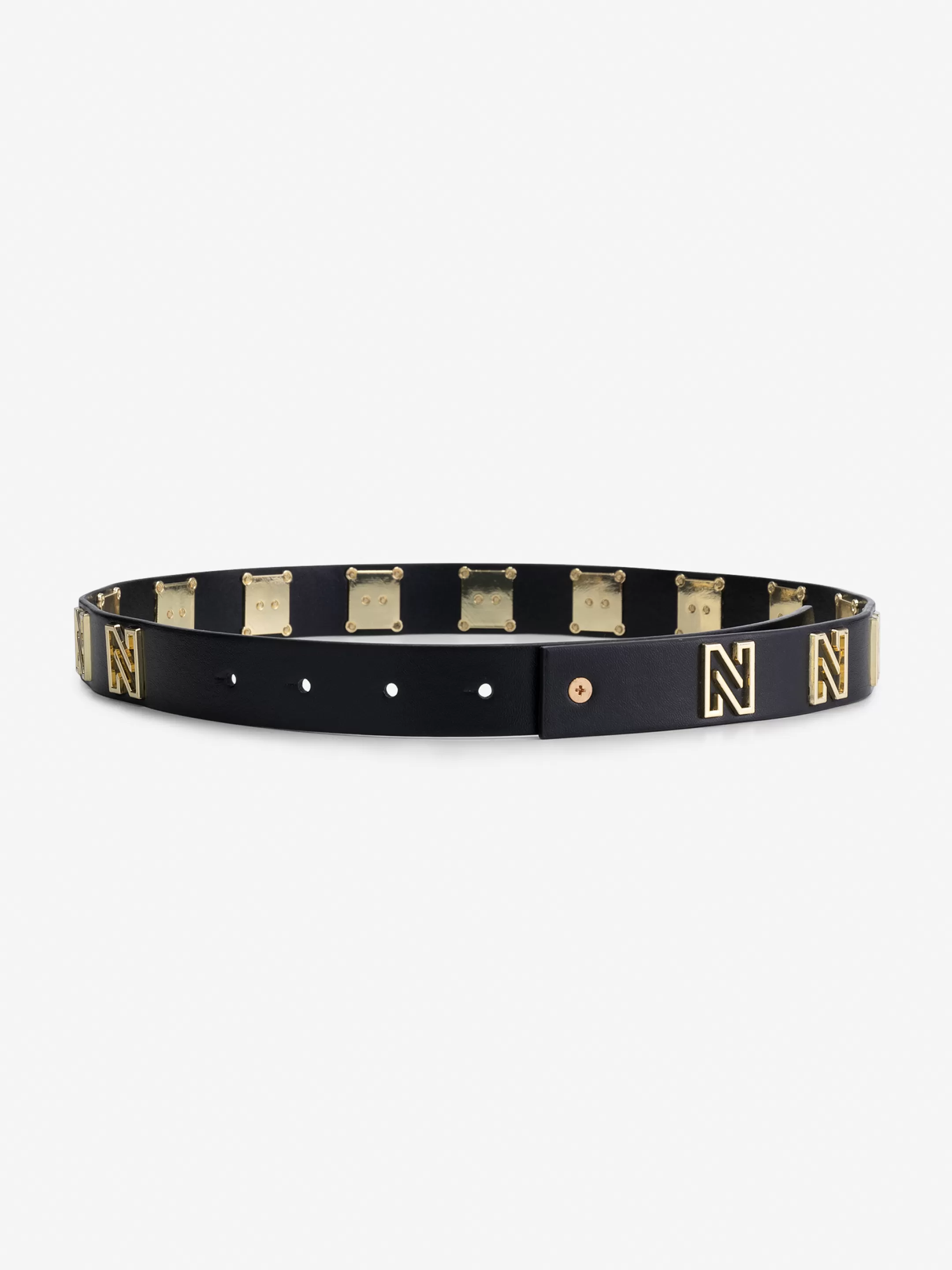 Cheap NIKKIE Hip Belt with N Logo Studs Black/Bronze Tin