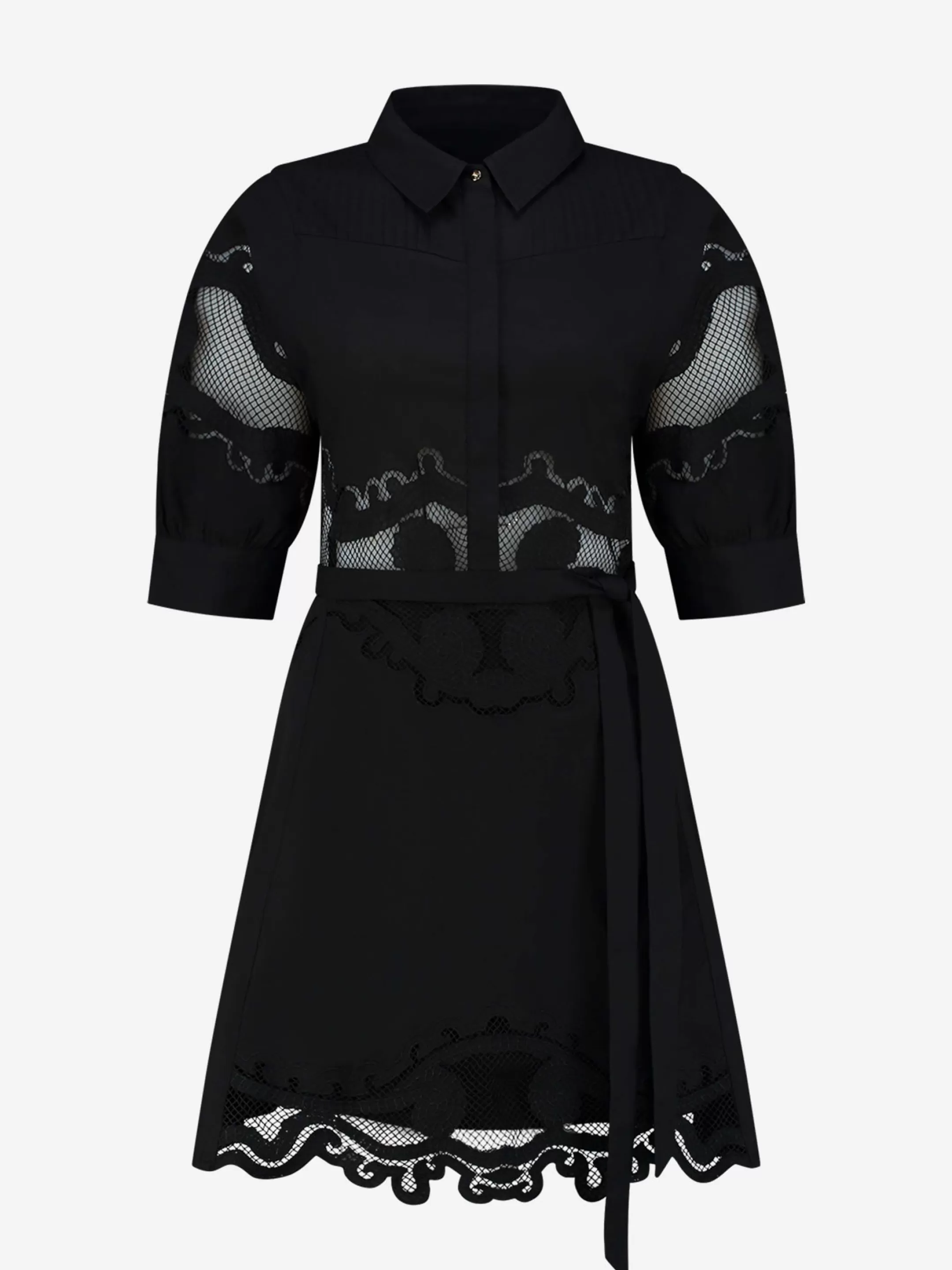 Discount NIKKIE Laced dress with tie belt Black