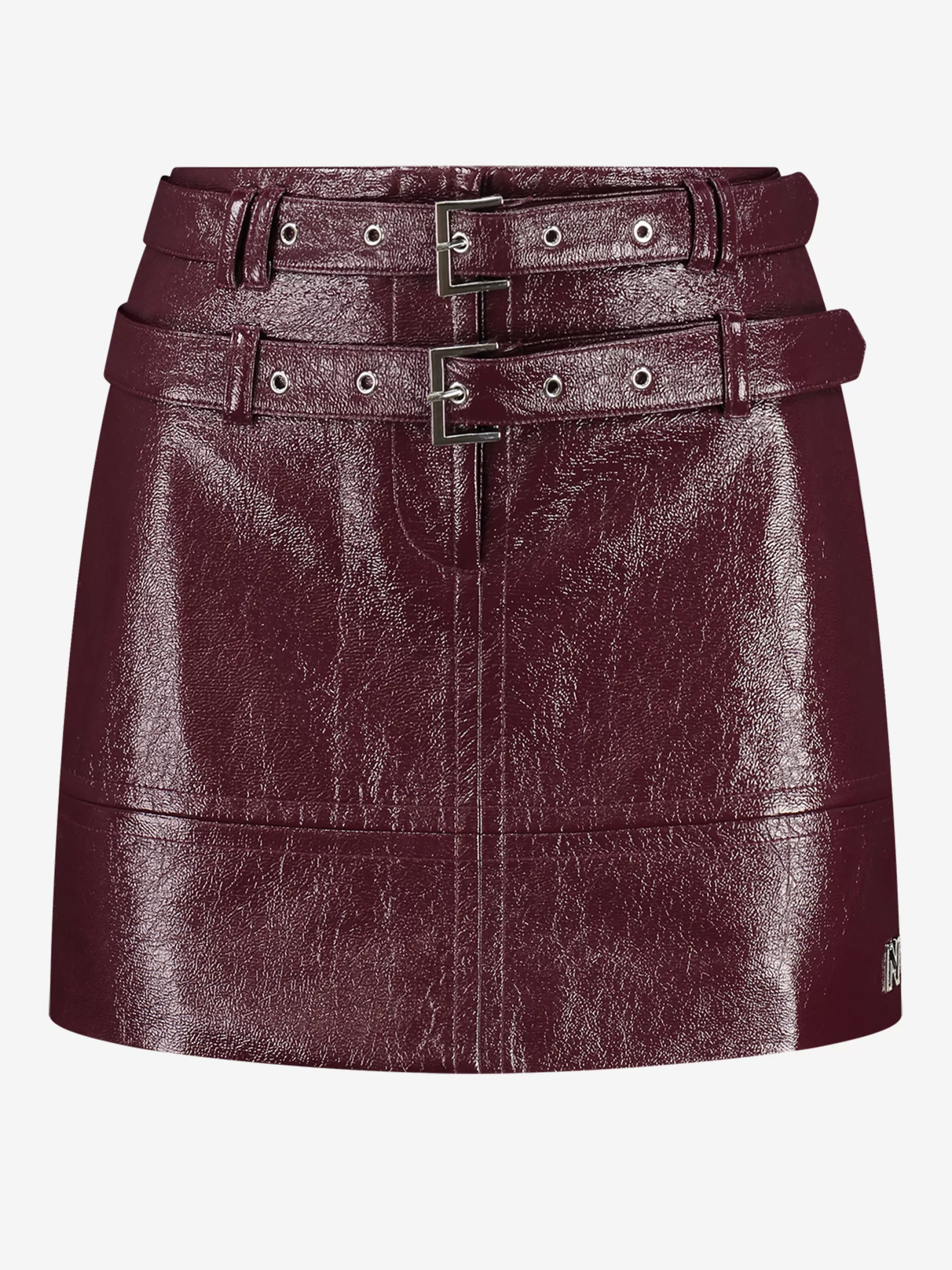 Cheap NIKKIE Lacquer skirt with low rise Deep Red