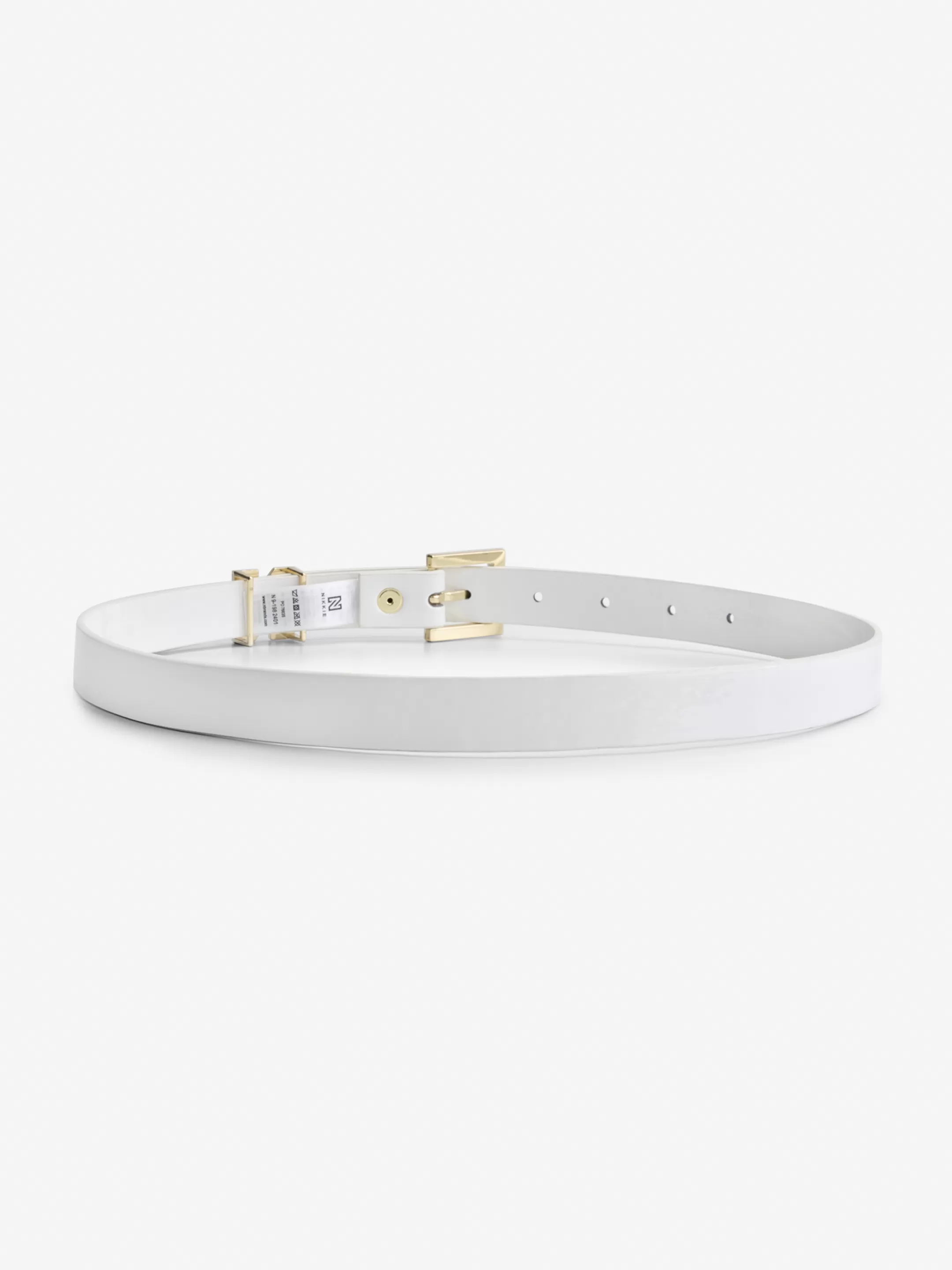 Fashion NIKKIE Lacquer Waist belt with N slide Pearl/Bronze Tin