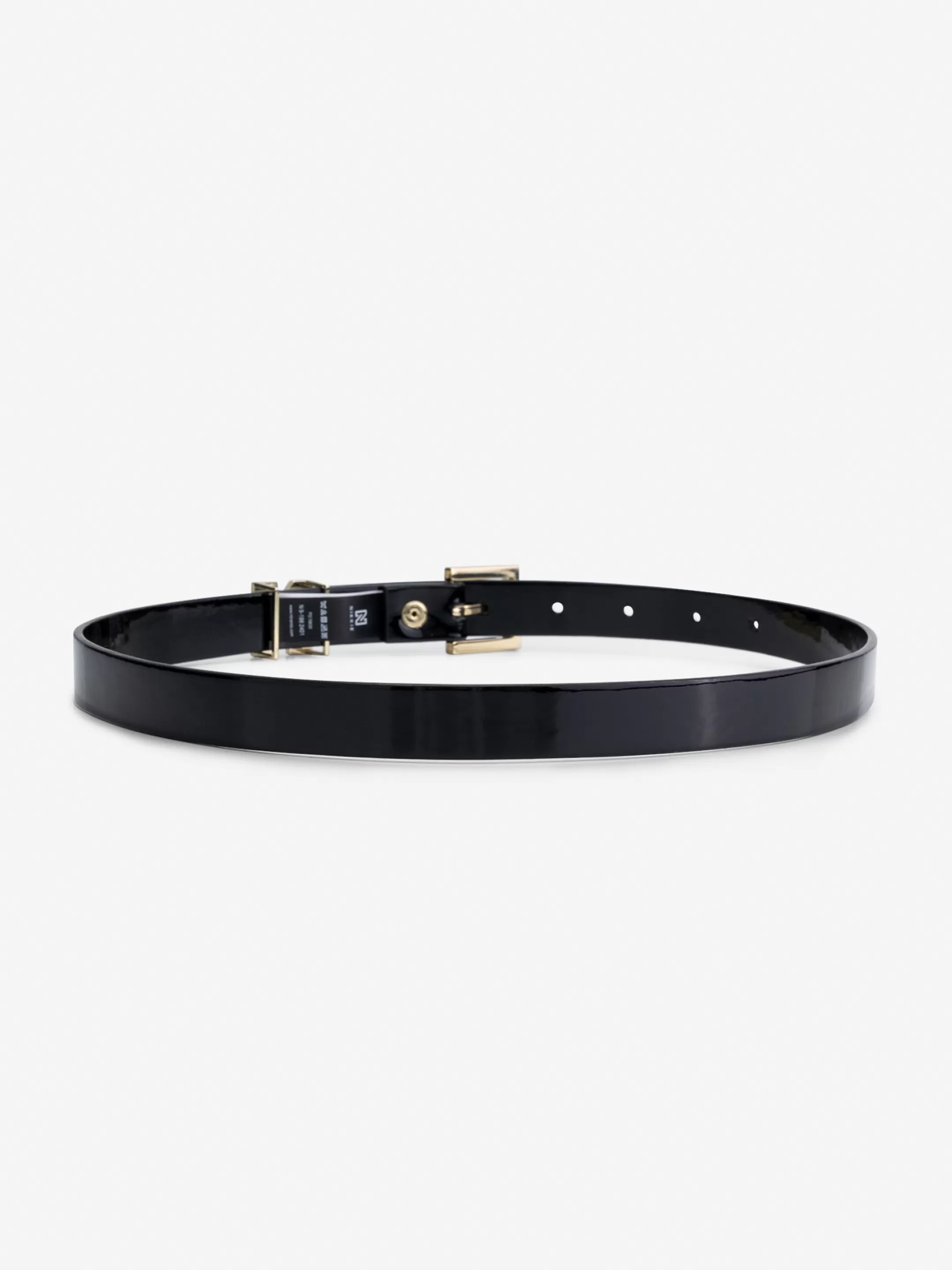 Best Sale NIKKIE Lacquer Waist belt with N slide Black/Bronze Tin