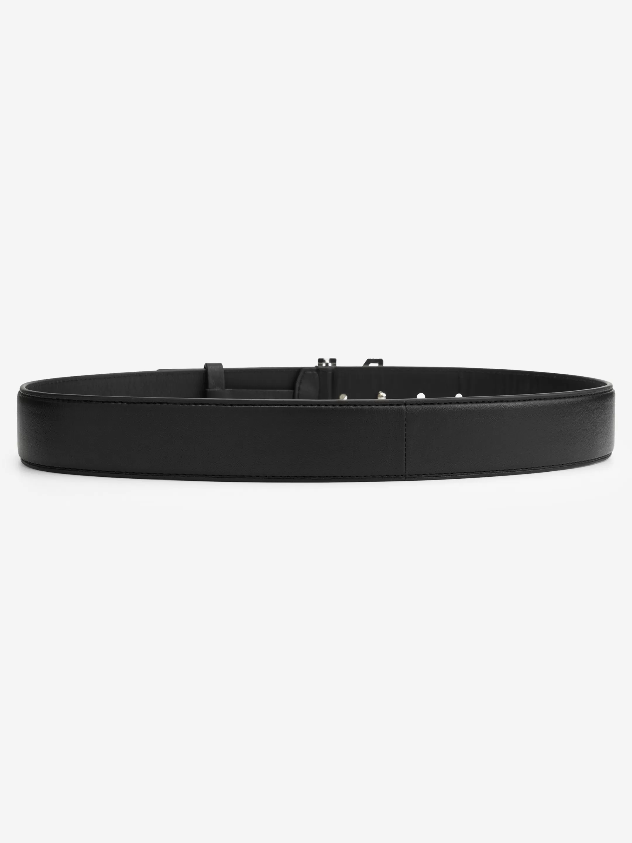 Sale NIKKIE Leather belt with N buckle Black/Nickel