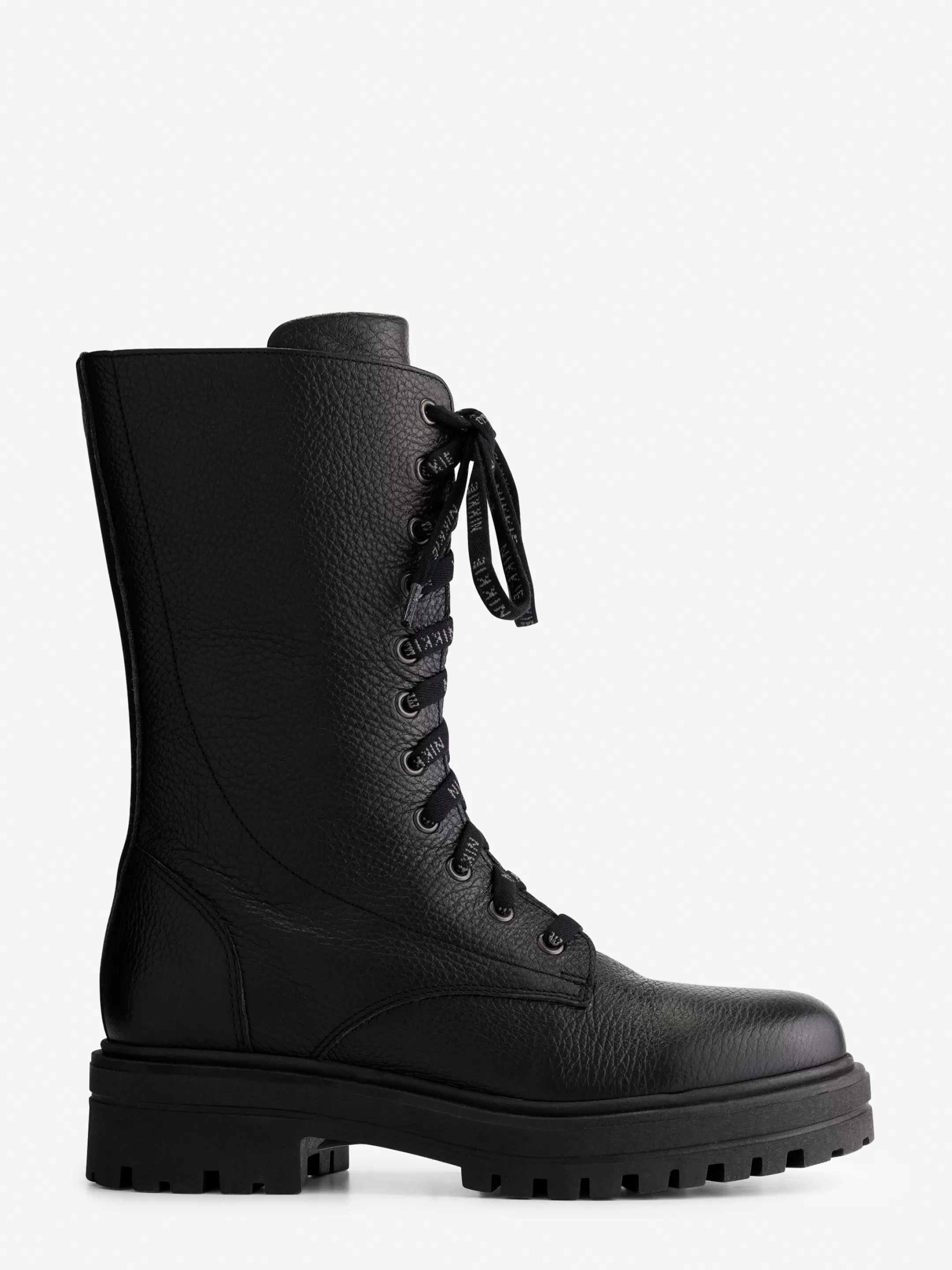 Discount NIKKIE Leather boots with laces Black