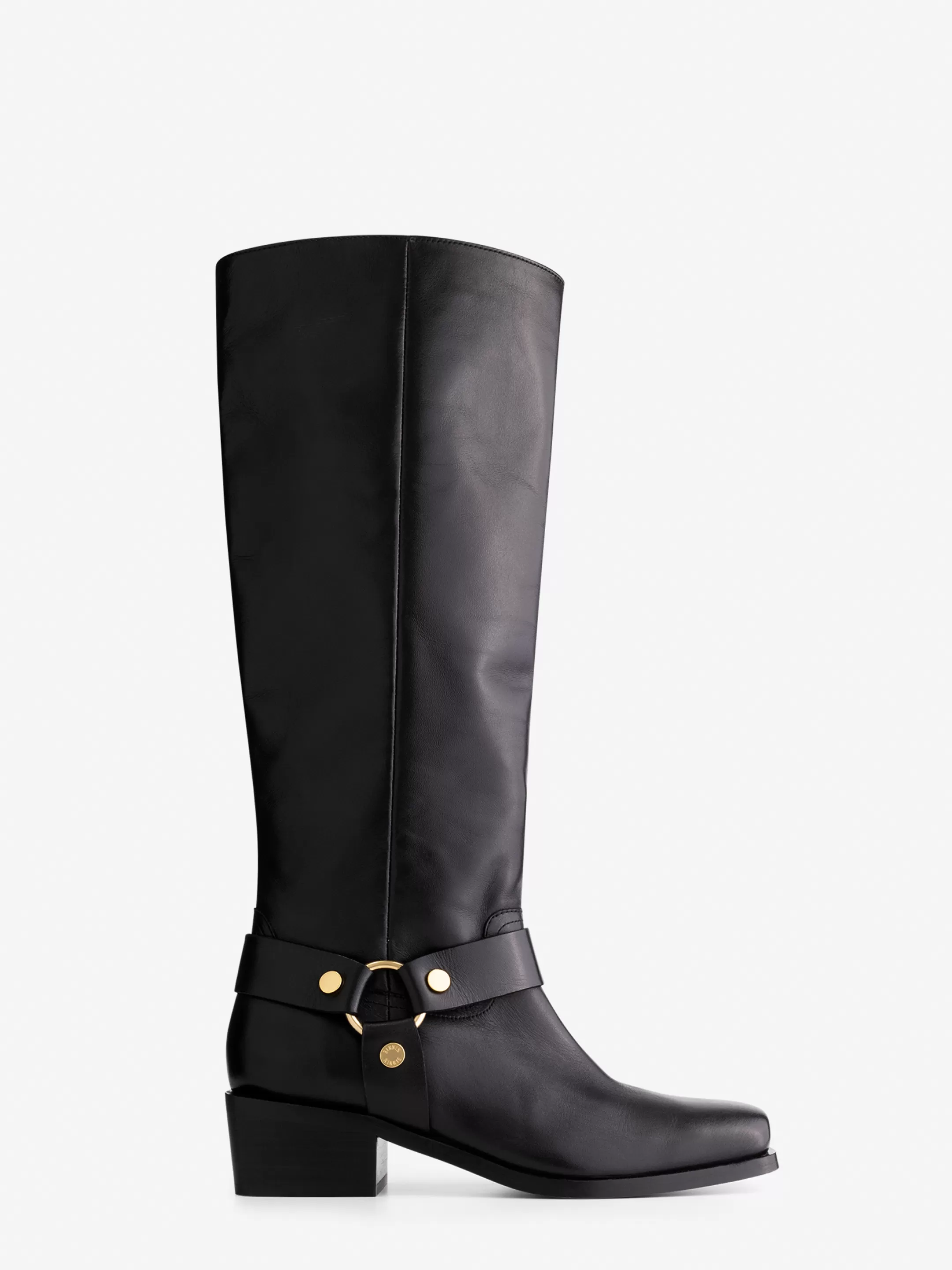 Best Sale NIKKIE Leather high boots with buckle Black