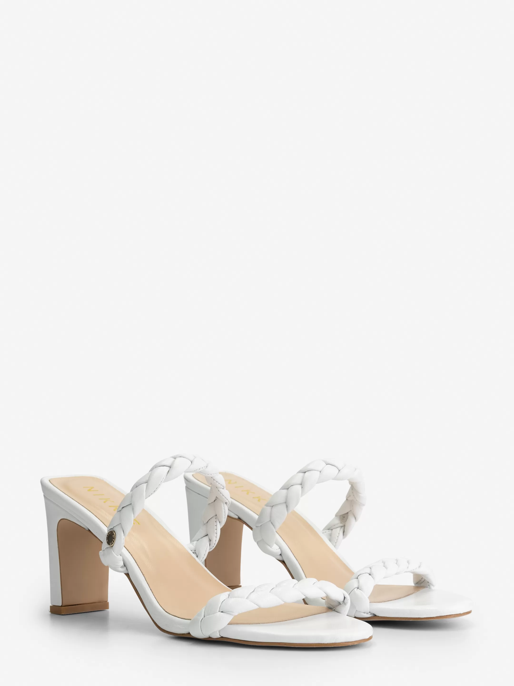 Discount NIKKIE Leather mules with mid heel Star White