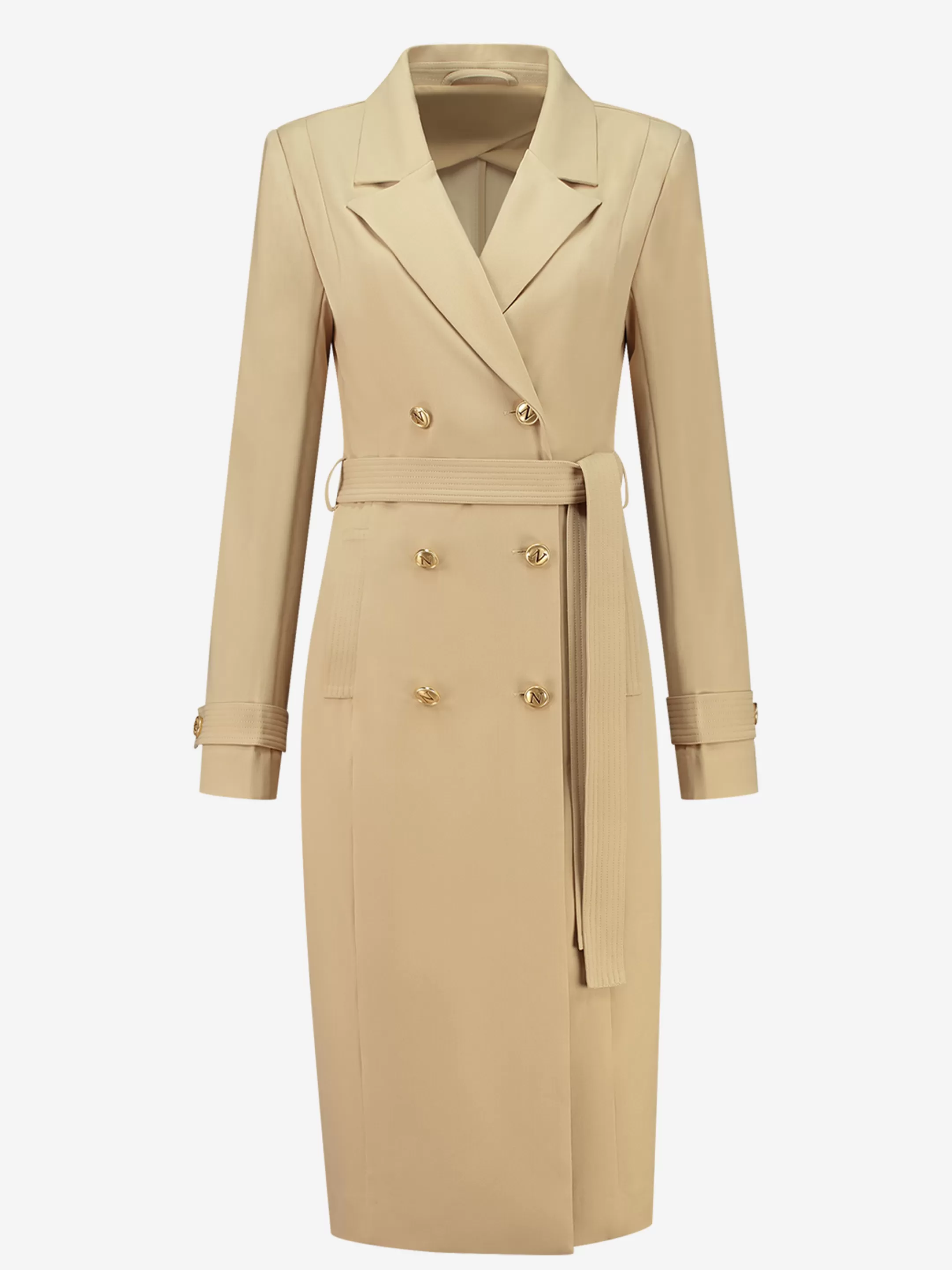 Outlet NIKKIE Long coat with waist band Cashew