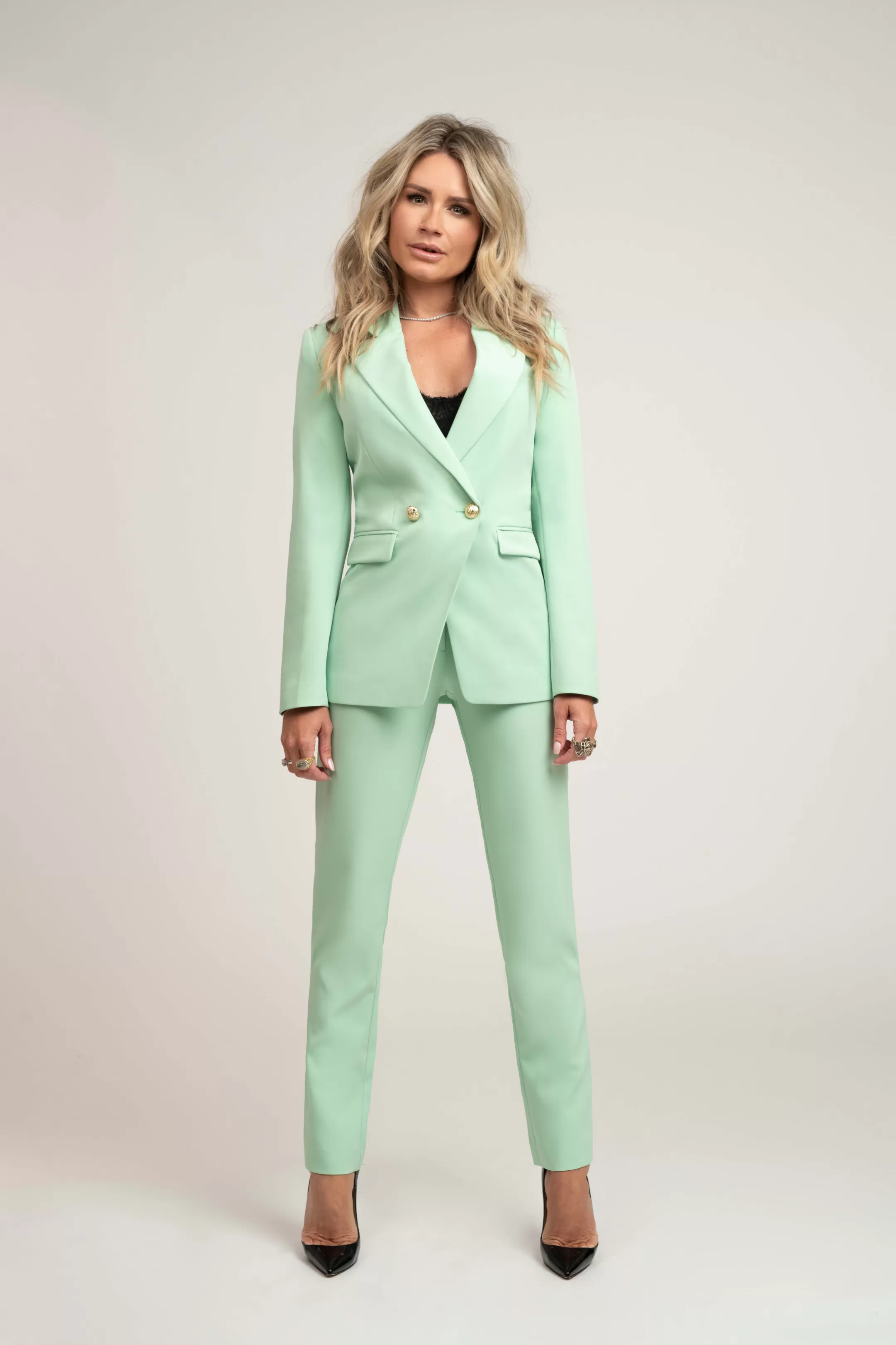 Clearance NIKKIE Mid rise pants with belt Mint