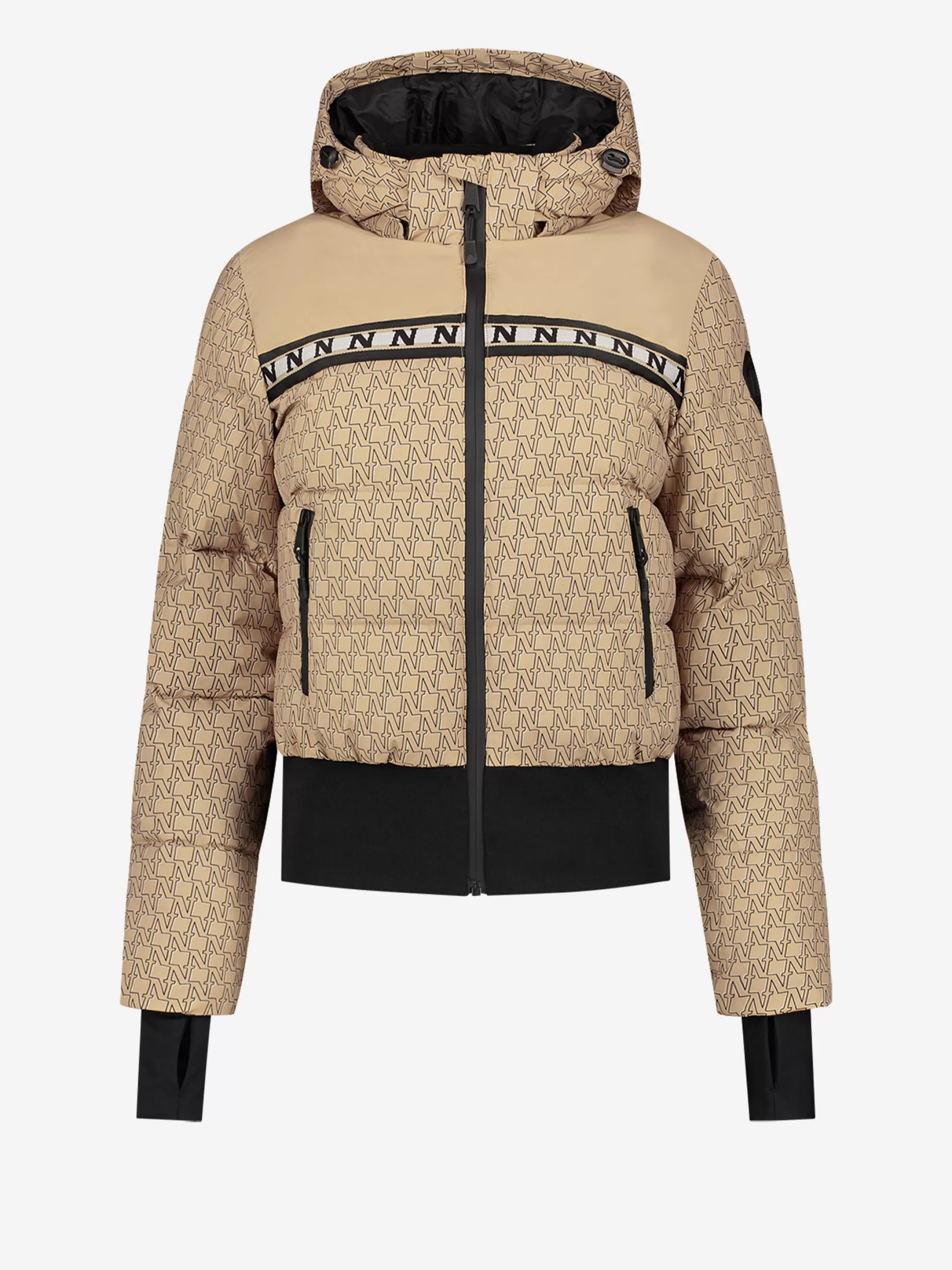 Hot NIKKIE N logo monogram ski jacket   Dark Hummus