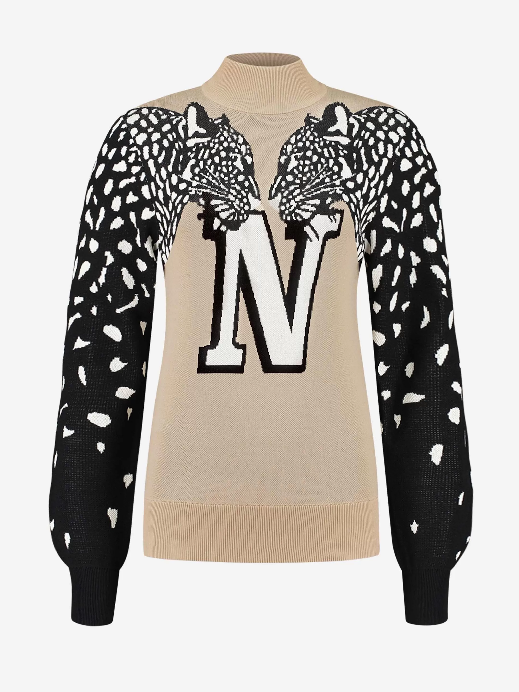 Hot NIKKIE Pullover with leopards Pearl/Hummus