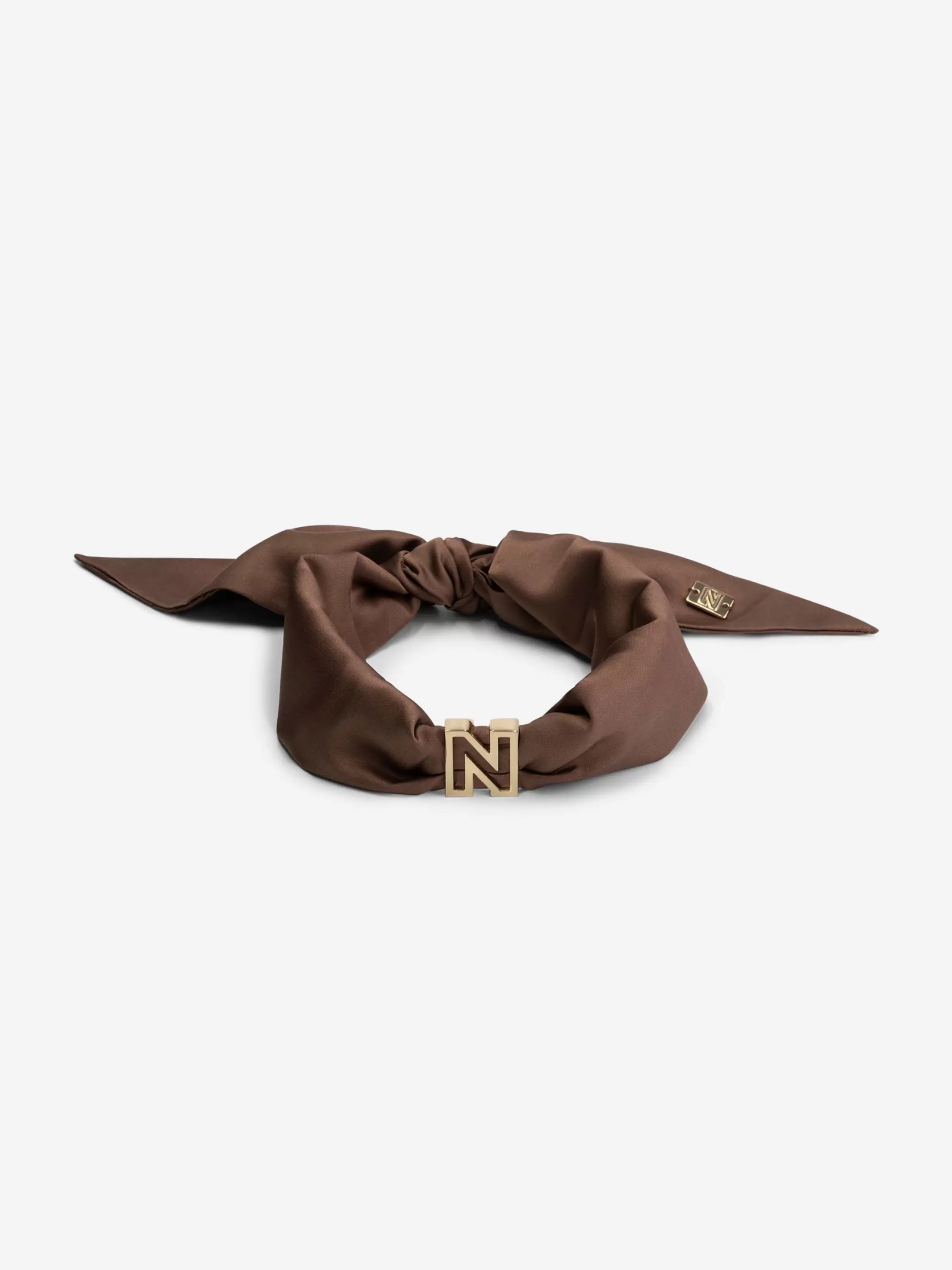 Store NIKKIE Satin look ketting with N logo Cinnamon