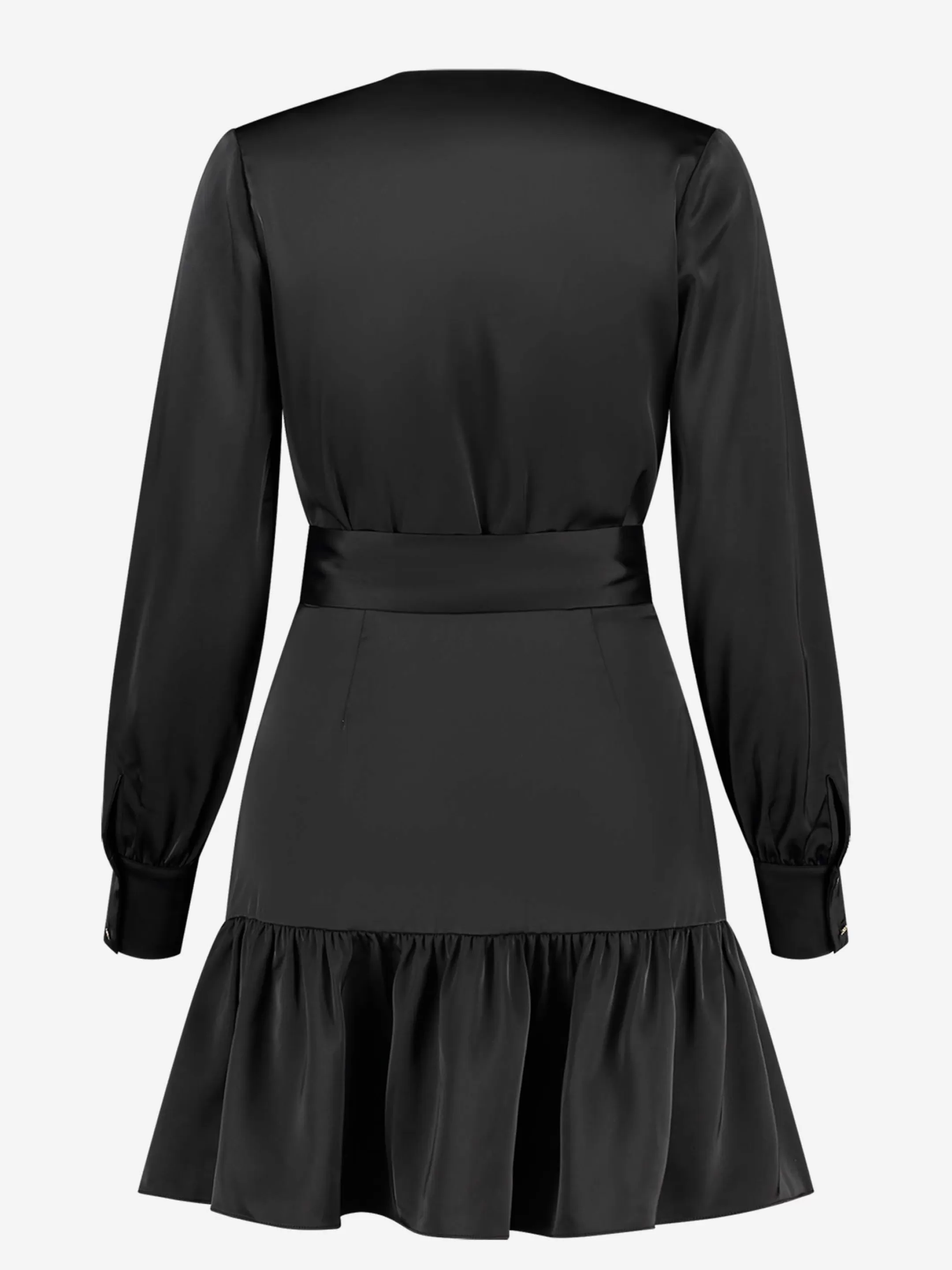 Shop NIKKIE Satin look wrap dress Black