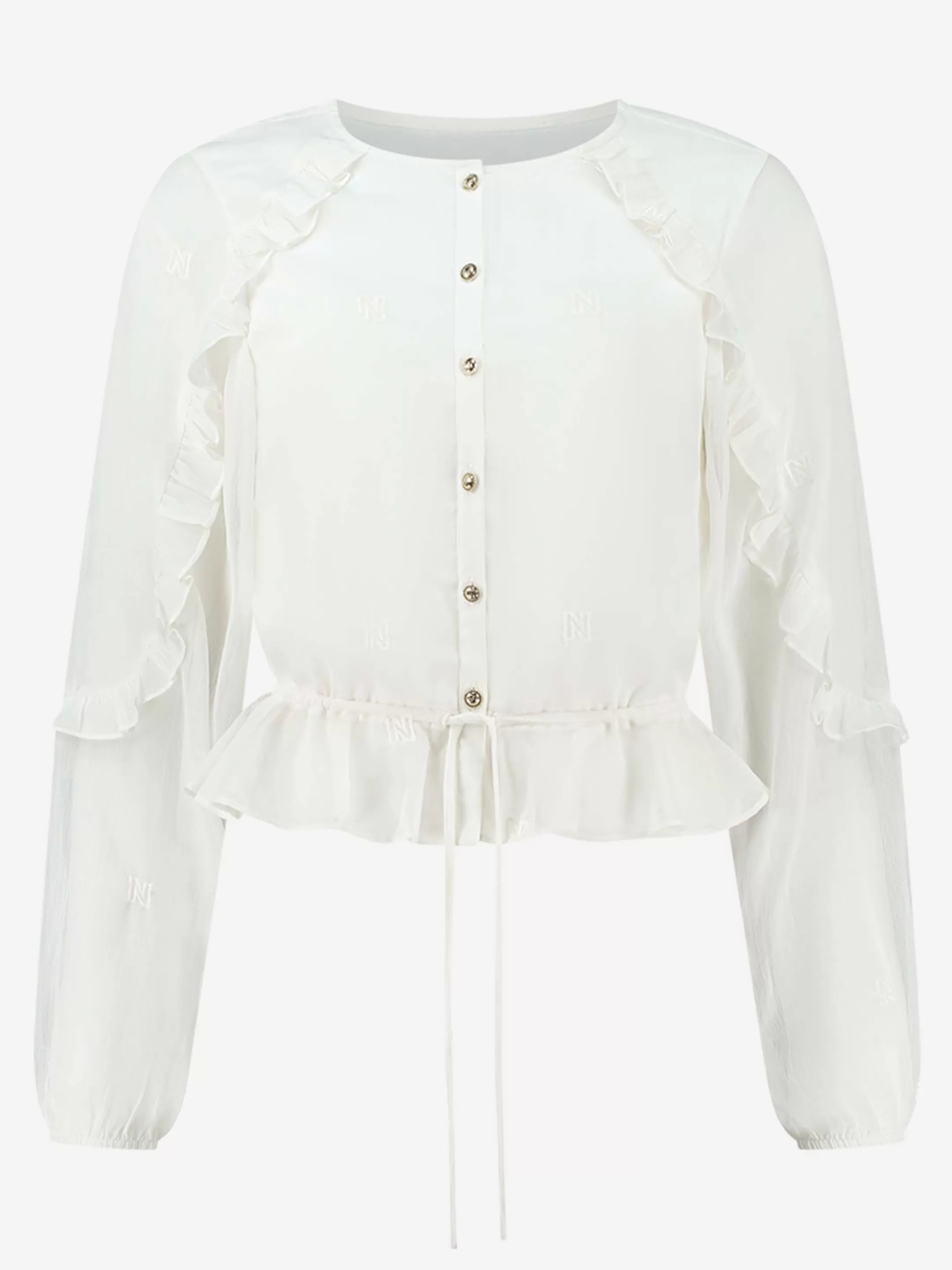 Cheap NIKKIE Semitransparent Blouse with ruffles   Star White