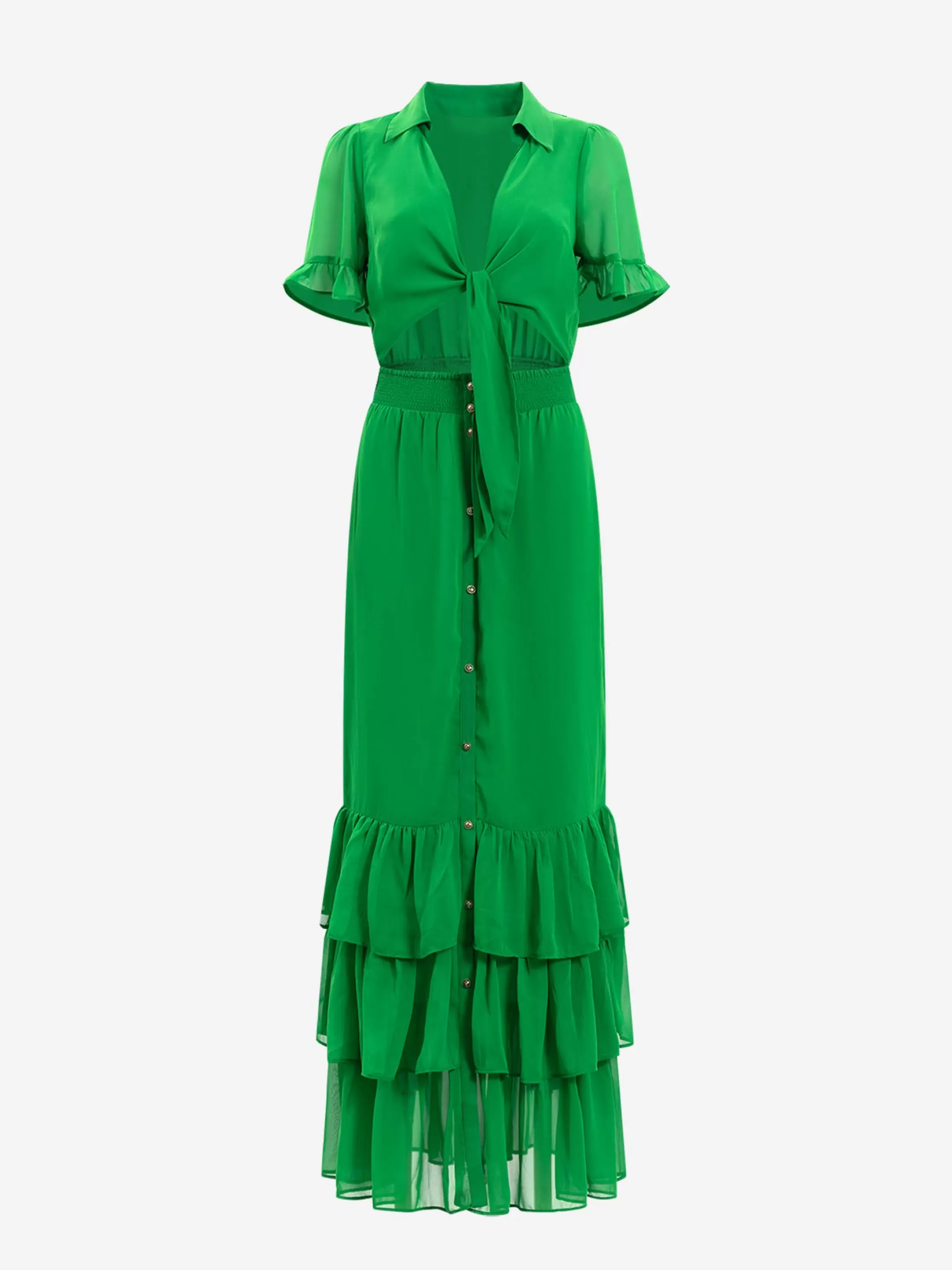 Best Sale NIKKIE Semi-transparent Ruffled maxi dress Fern Green