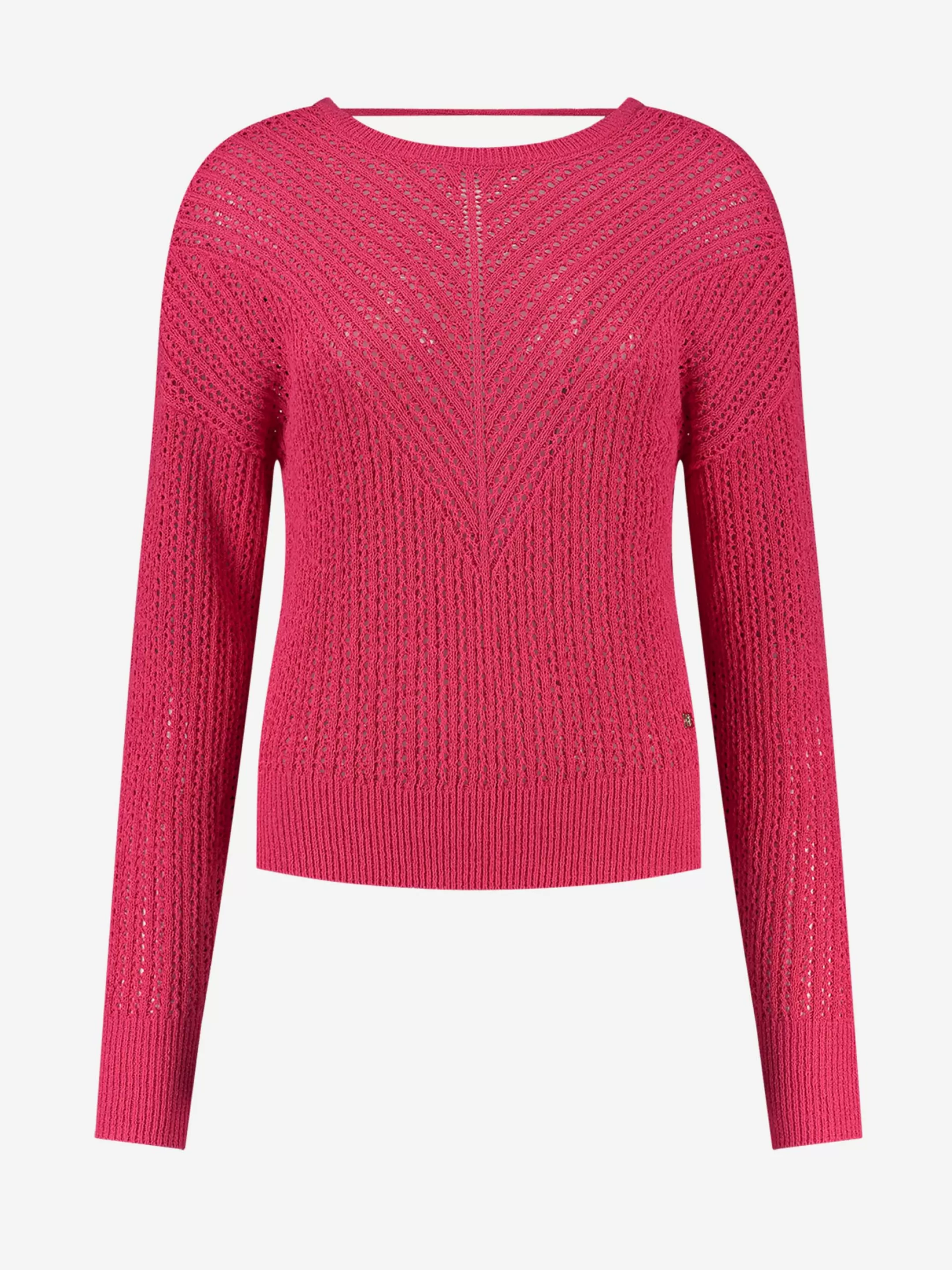 Shop NIKKIE Semi-transparent top with lace-up back Fuchsia