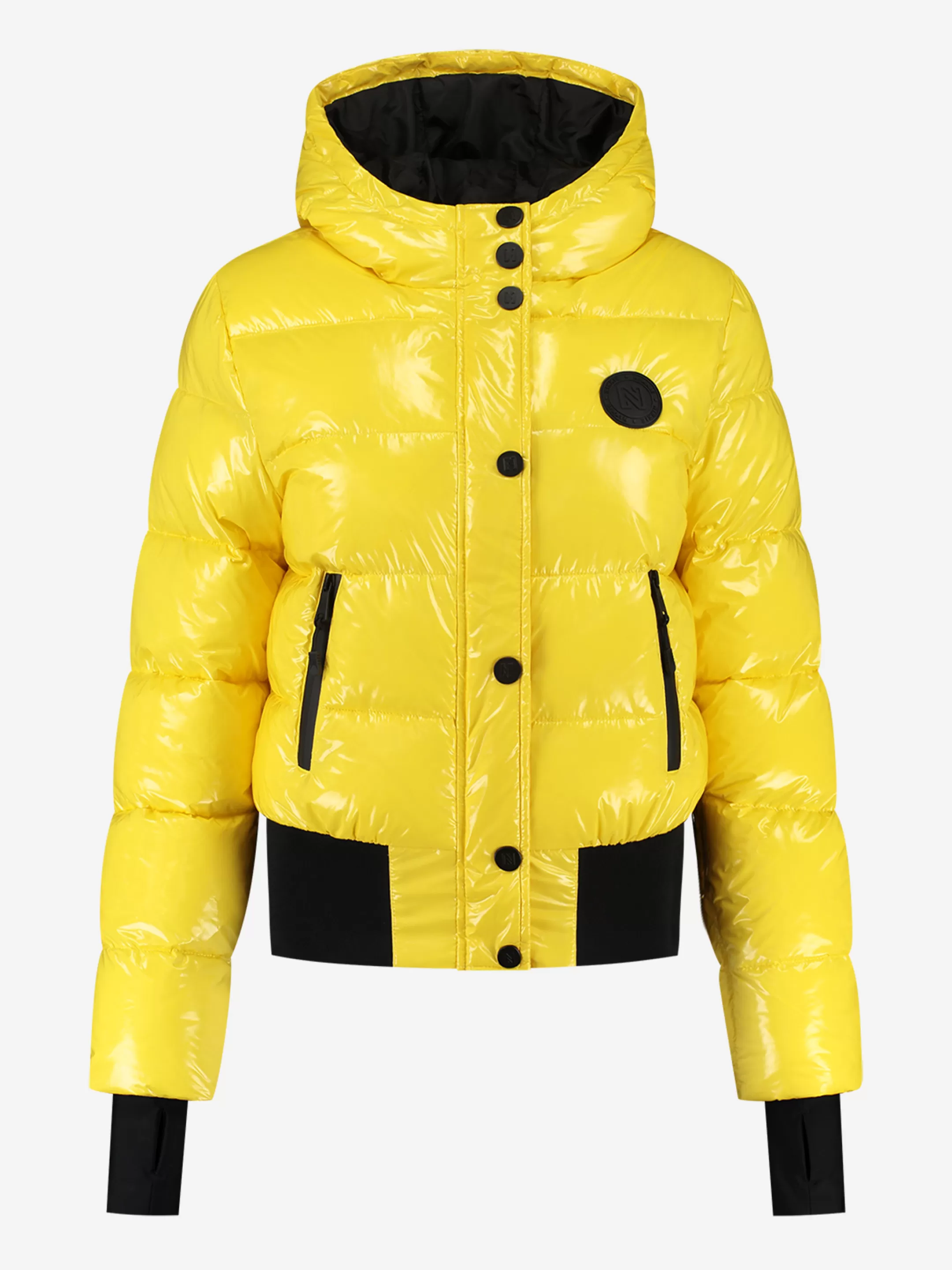 Fashion NIKKIE Shiny ski jacket with hood Vibrant Yellow