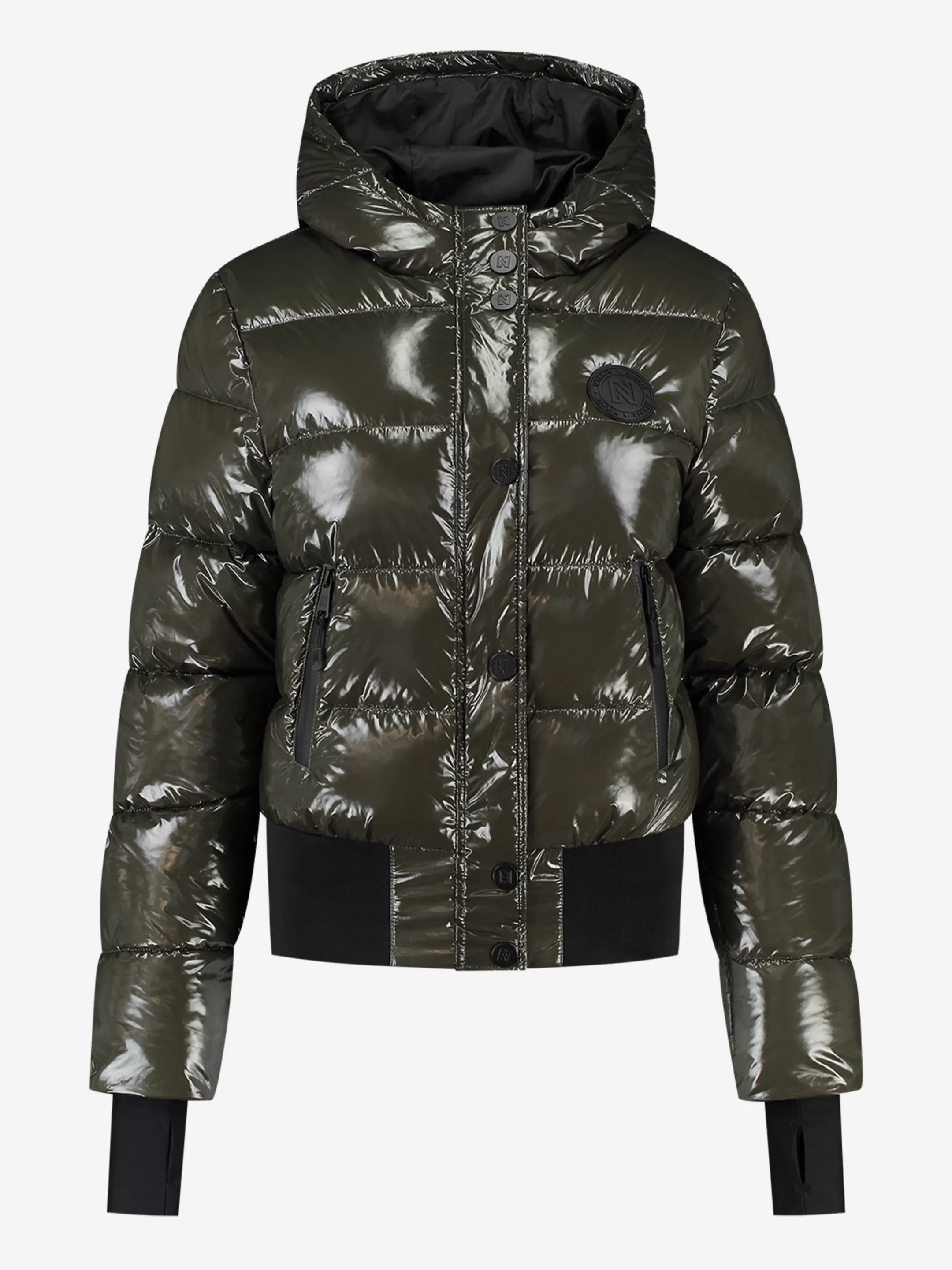 Cheap NIKKIE Shiny ski jacket with hood Forest Green