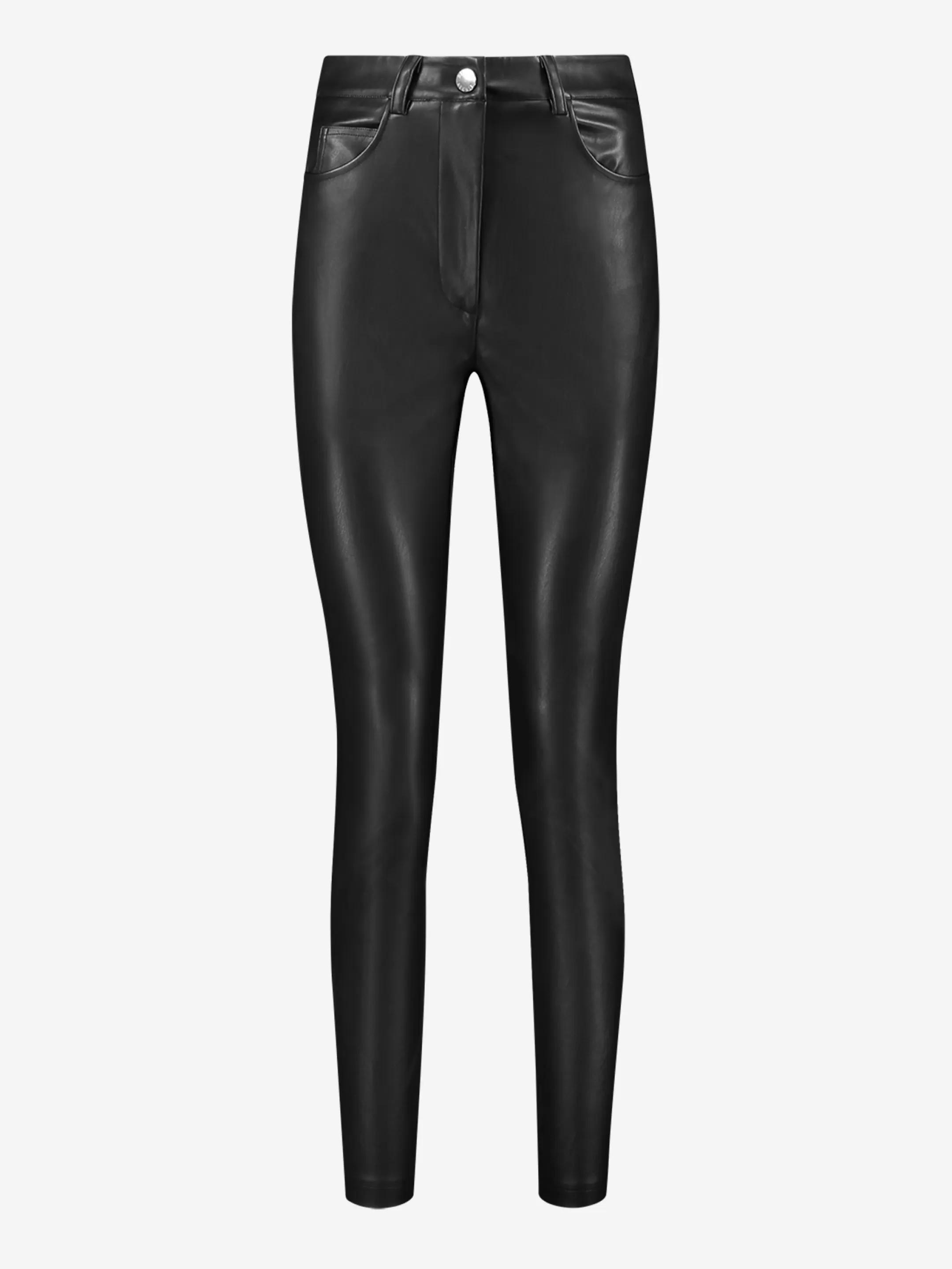 Store NIKKIE Shiny Vegan Leather Pants with mid rise Black