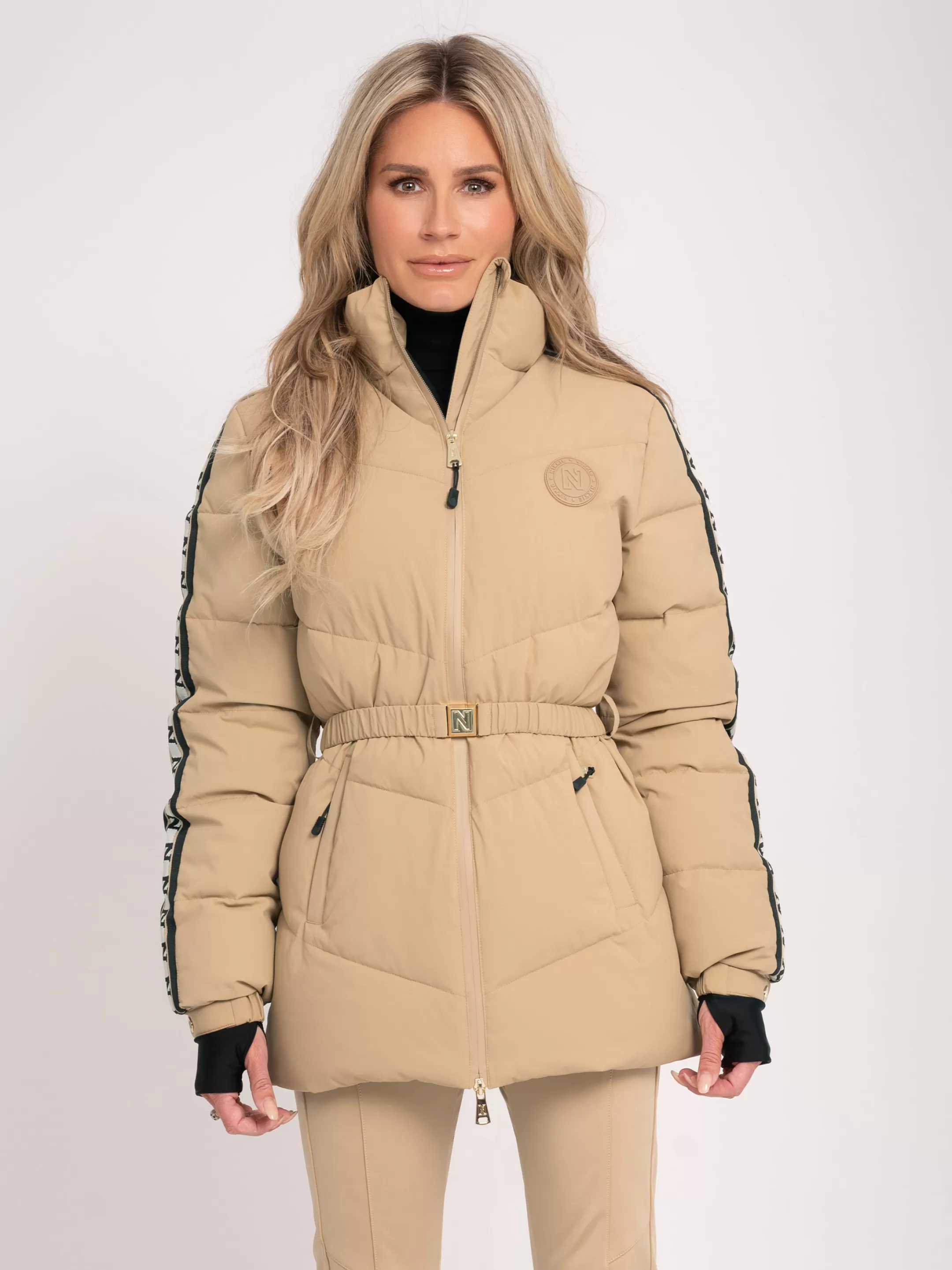 Clearance NIKKIE Ski jacket with N logo trim Dark Hummus