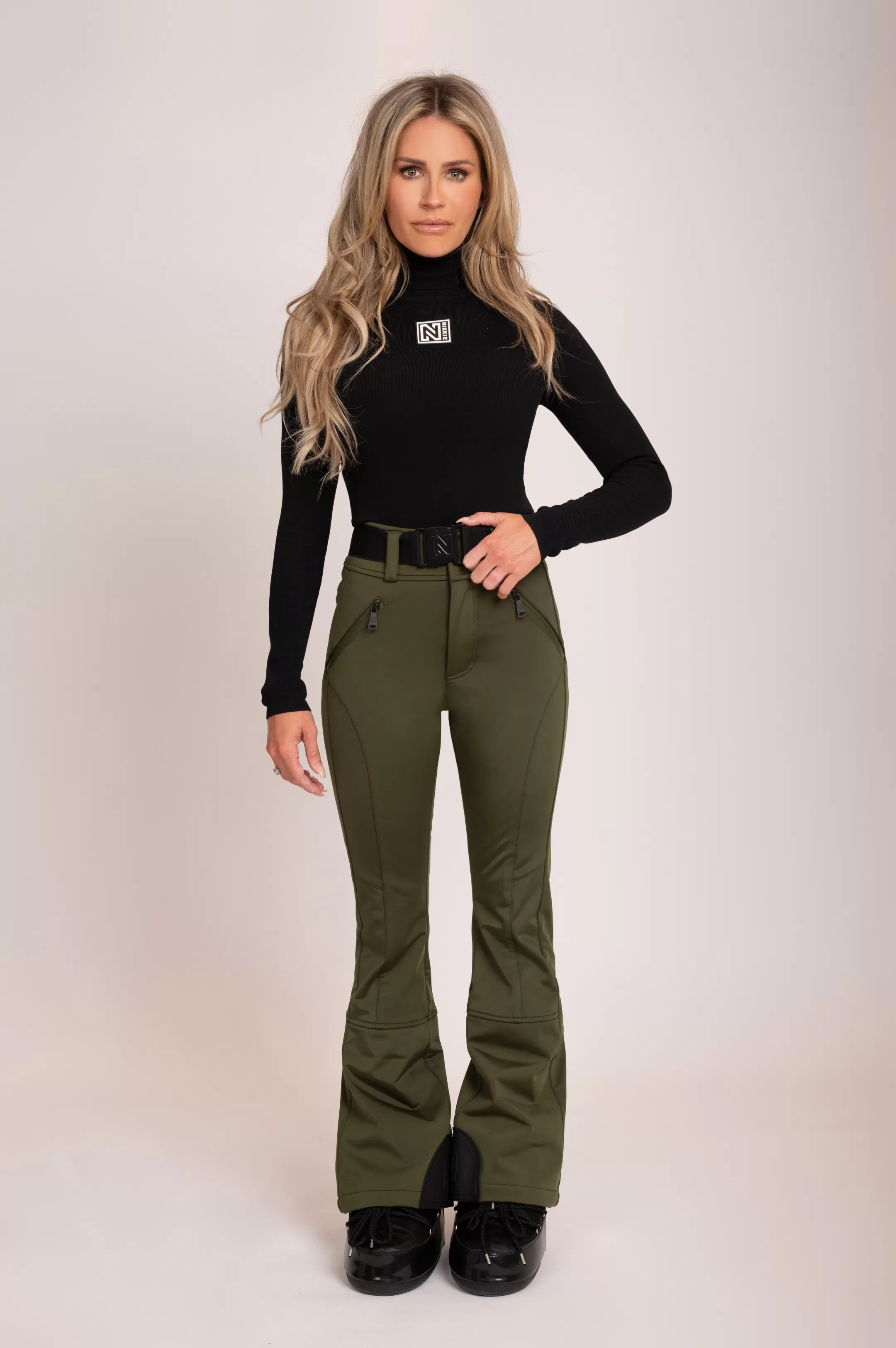 Clearance NIKKIE Ski pants with belt Forest Green