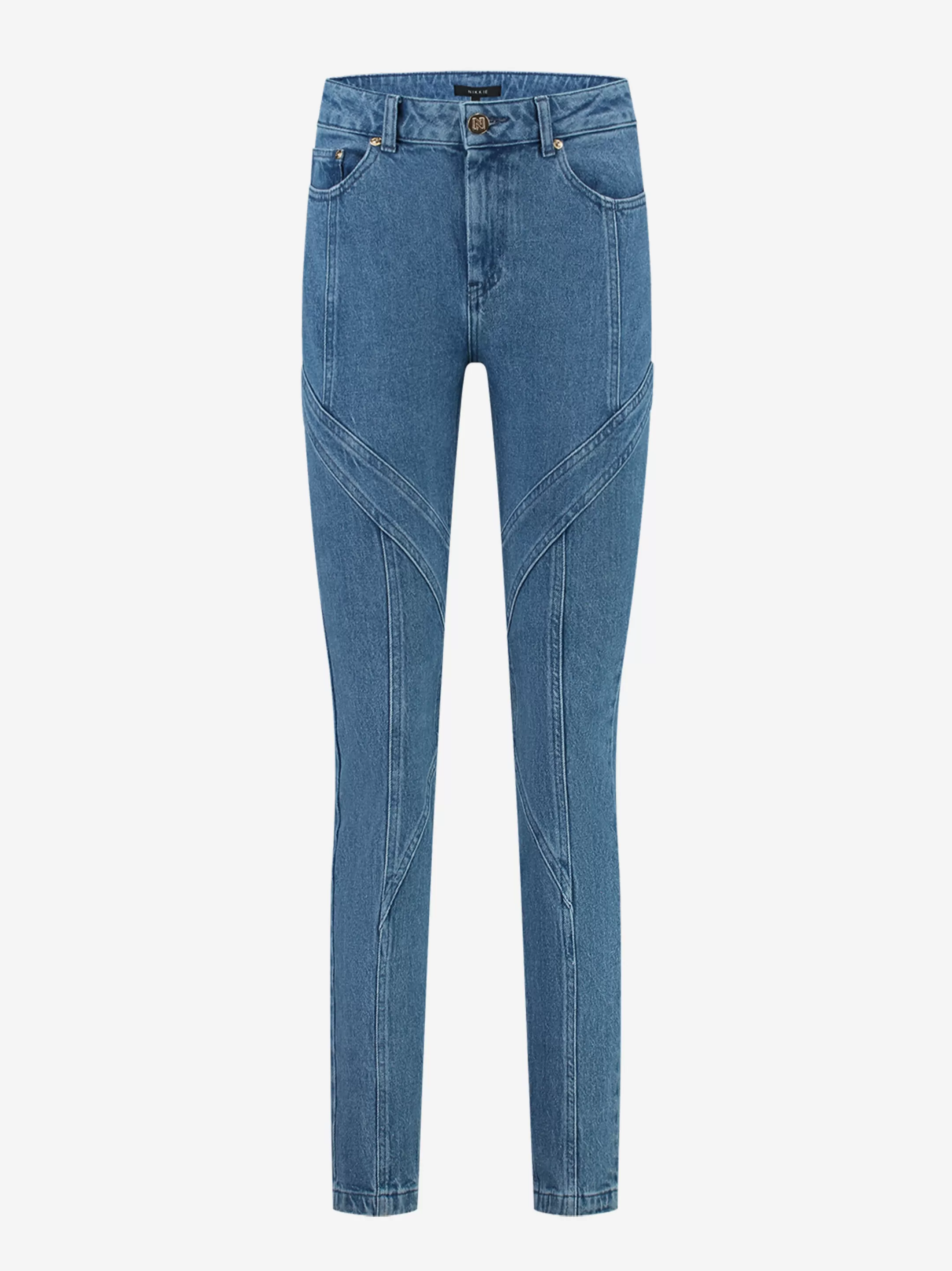 Best NIKKIE Skinny jeans with line detail Mid Blue