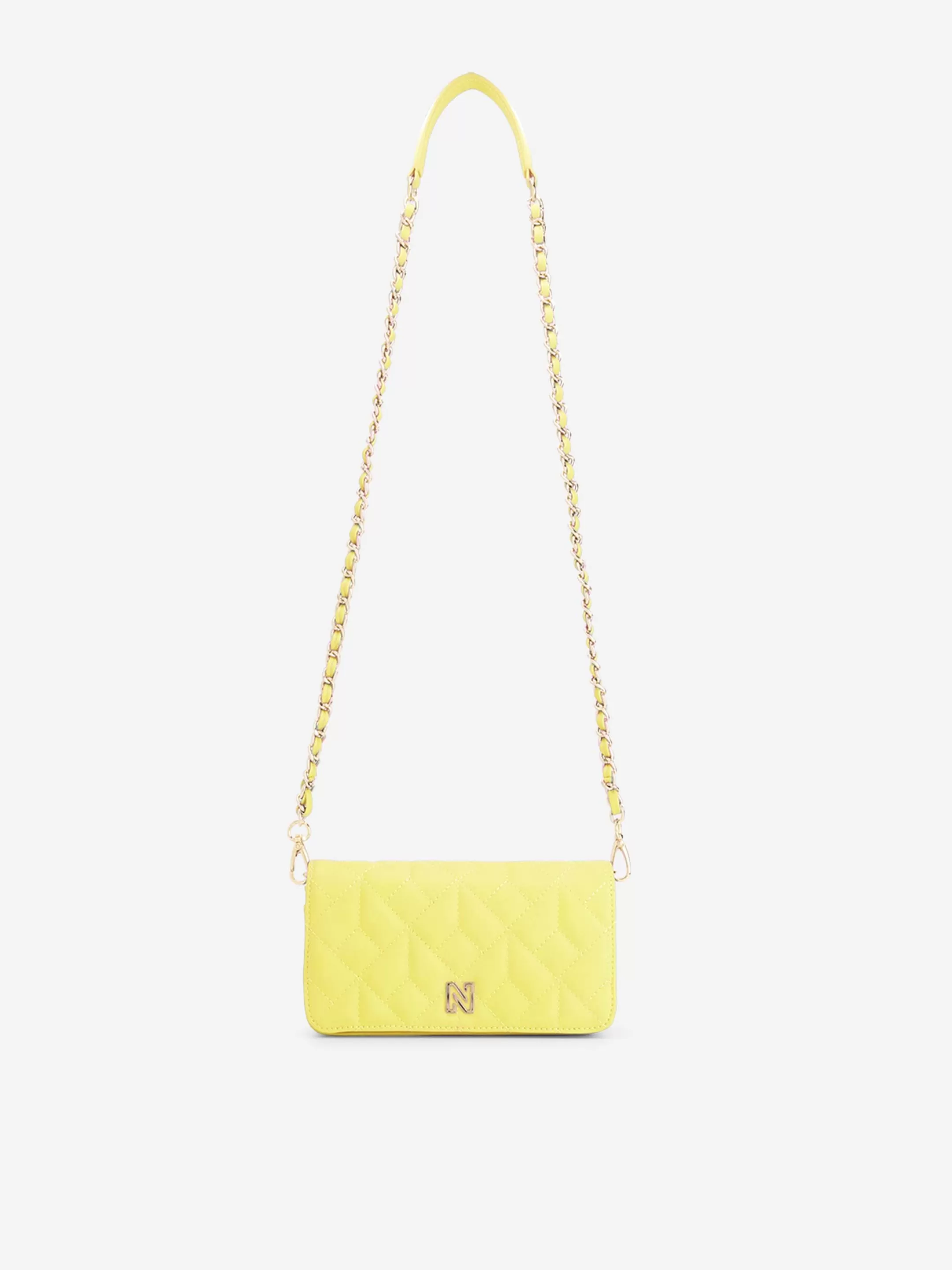 Store NIKKIE Small Quilted shoulderbag with chain Lime Yellow