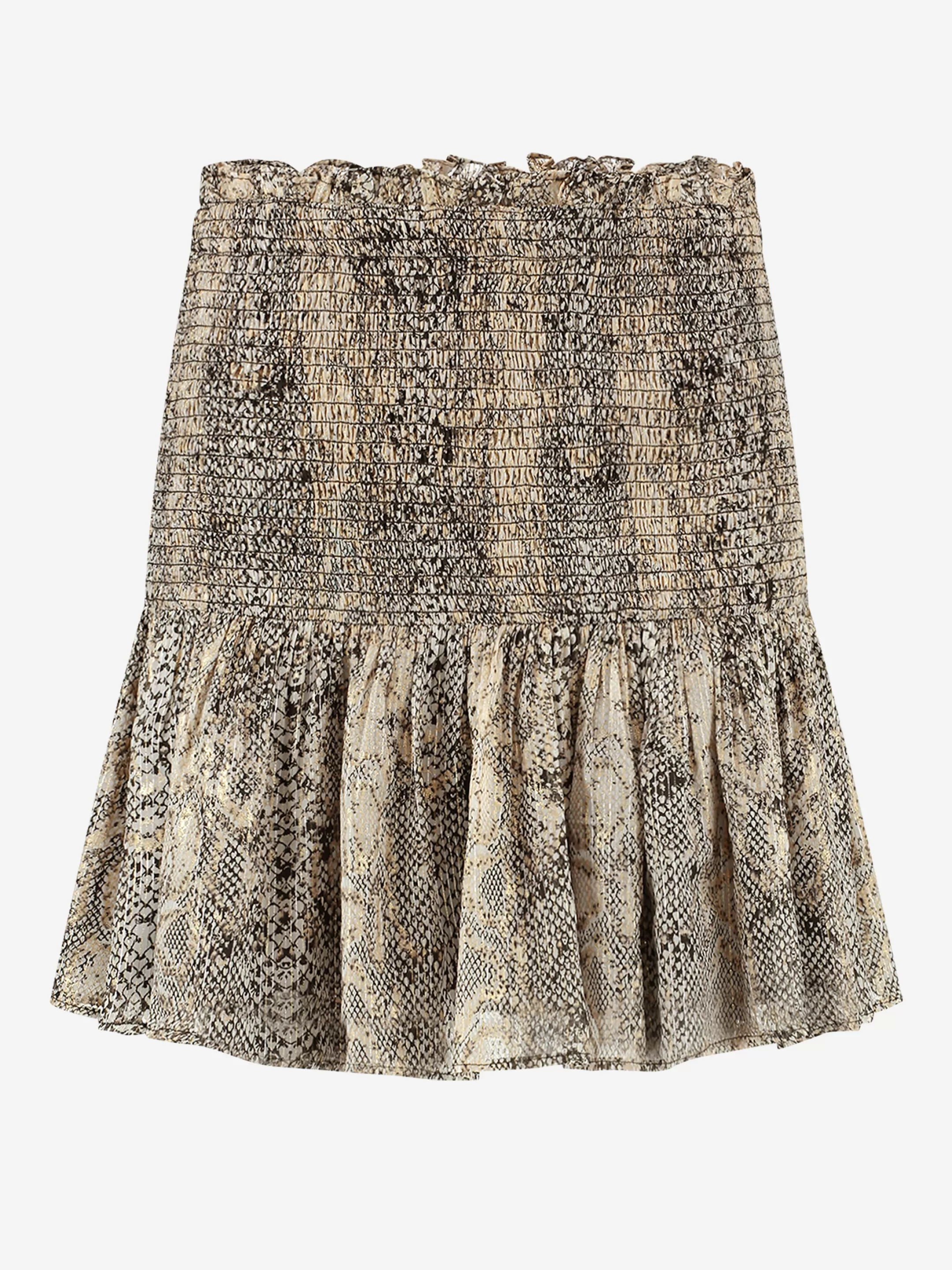 Outlet NIKKIE Smocked Metallic snake skirt Black