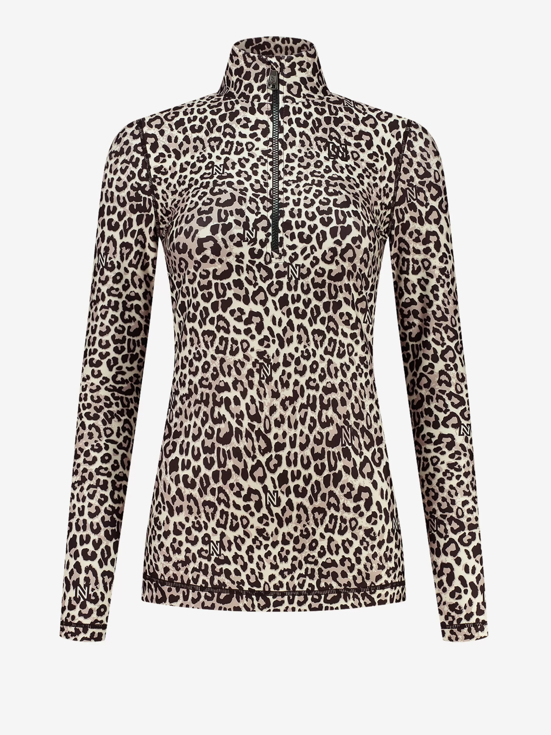 Hot NIKKIE Sport top with zipper animal print Black