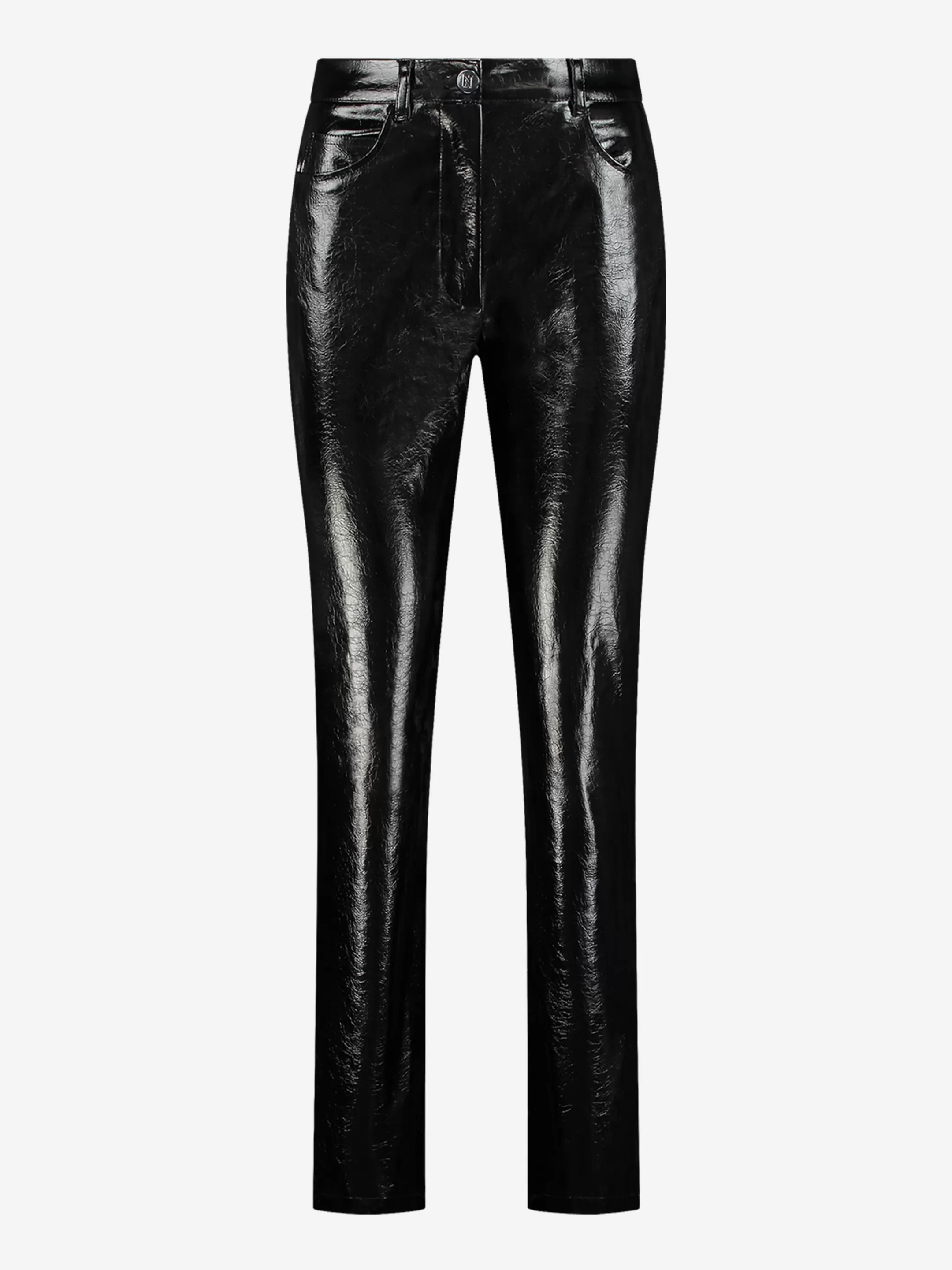 Best NIKKIE Straight Lacquer pants with mid rise Black