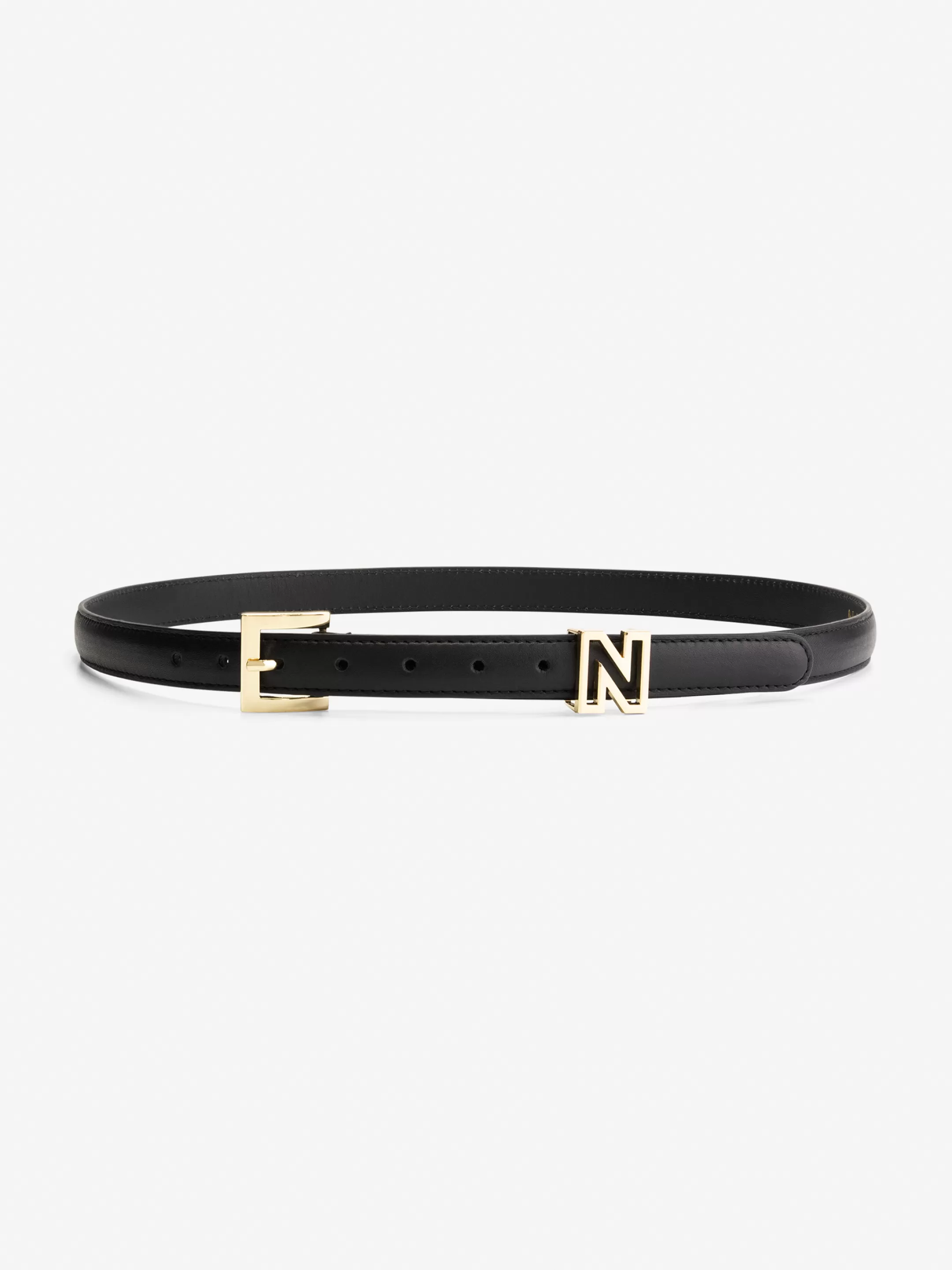 Sale NIKKIE Thin belt with N logo Black/Gold