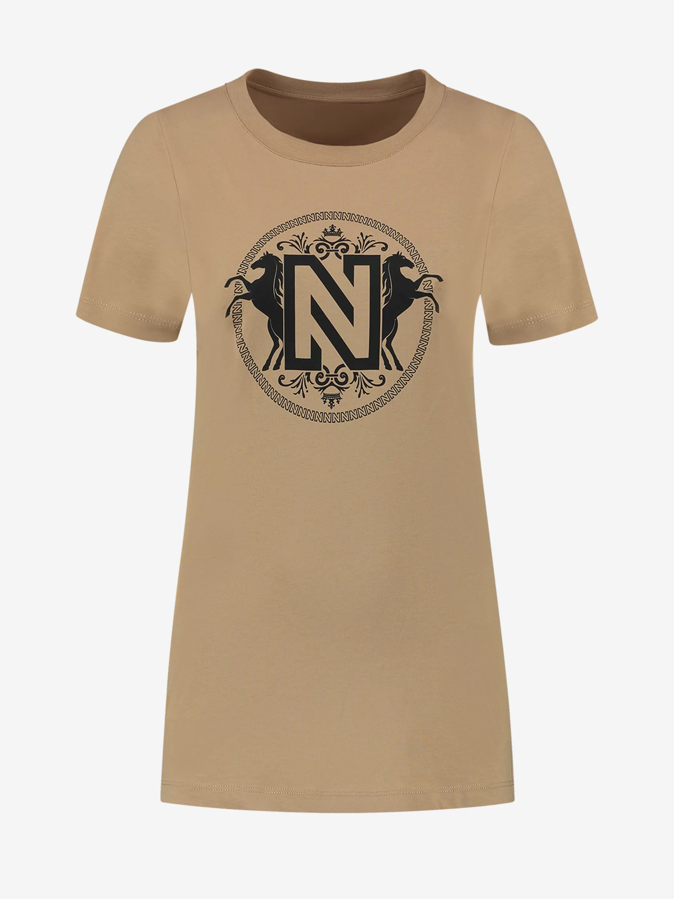 Fashion NIKKIE T-shirt with artwork Dark Hummus